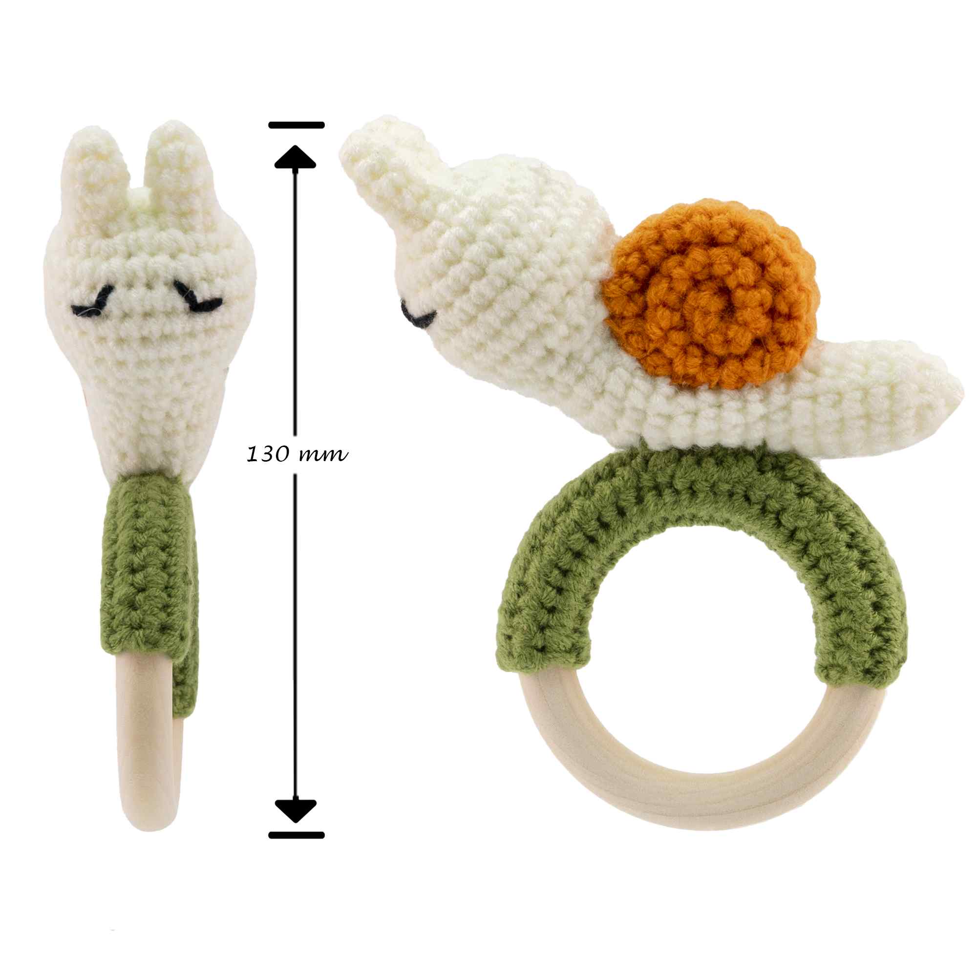 Sonajero para bebe diseño Caracol mango madera - imagen 5