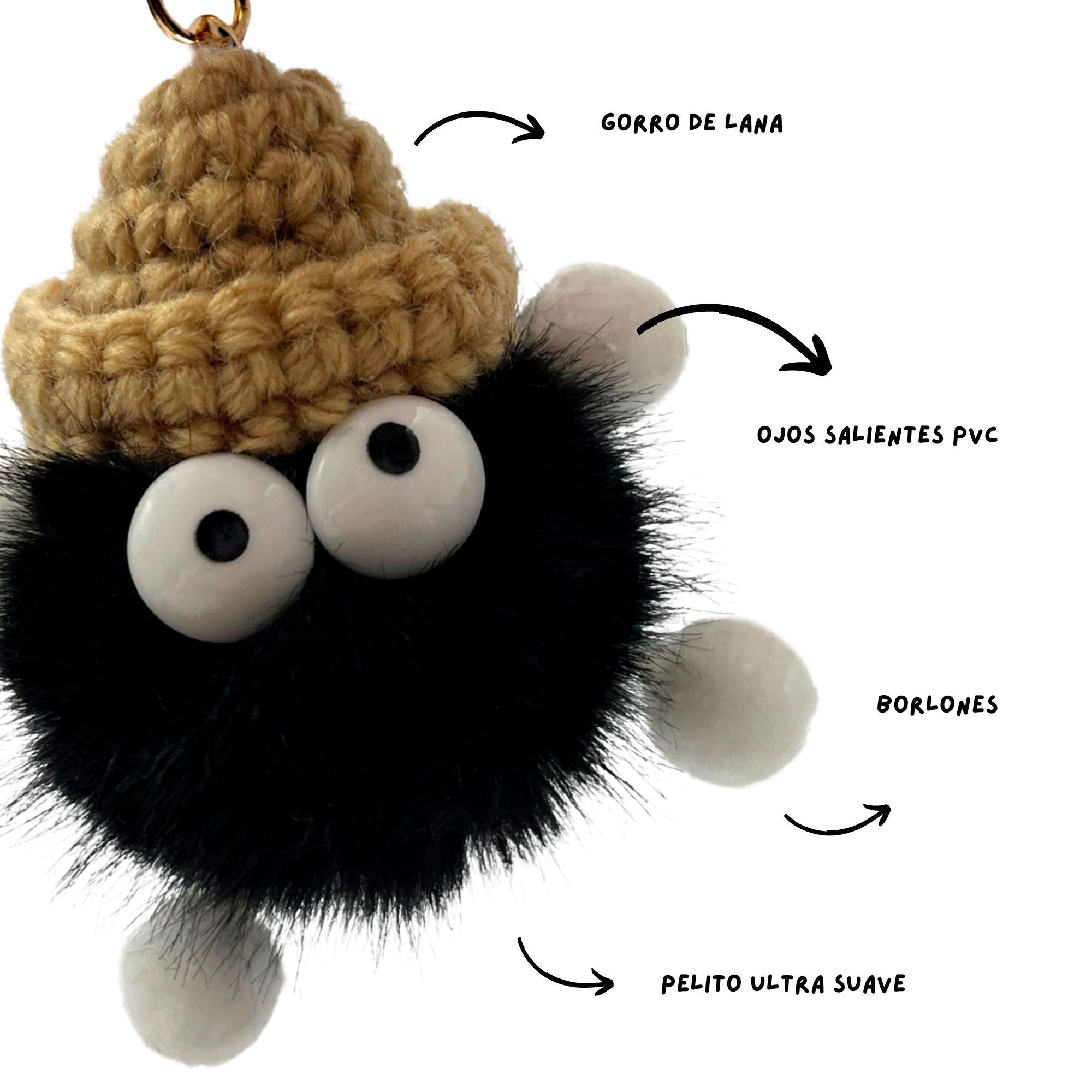 Llavero pompon con ojos negro - imagen 5