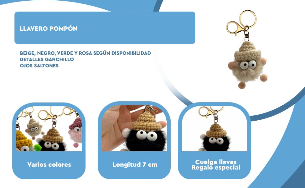 Banner - Llavero pompon con ojos negro