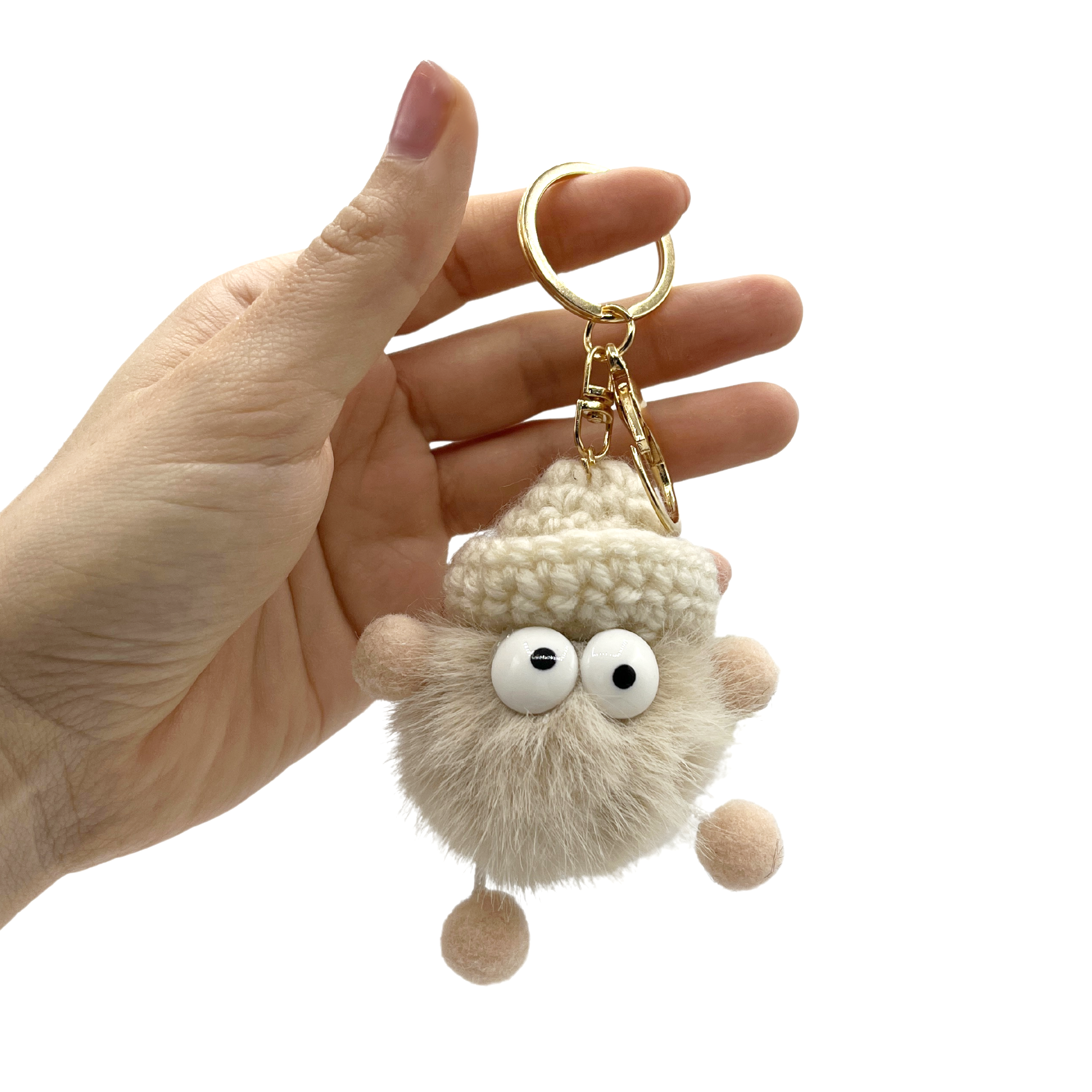 Llavero pompon con ojos beige - imagen 2