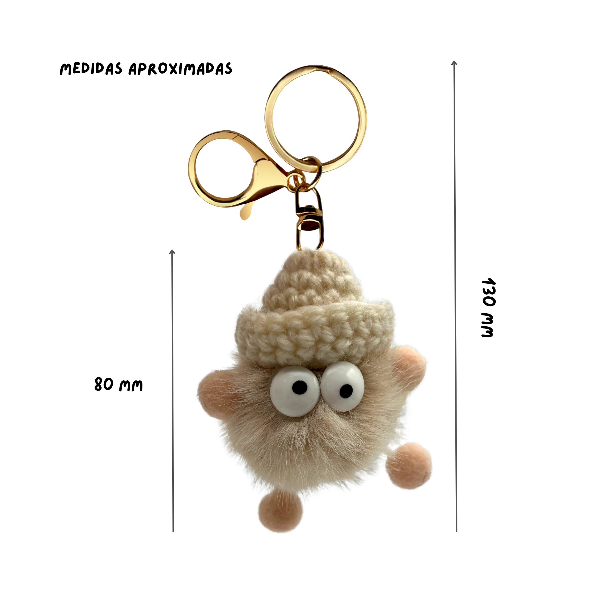 Llavero pompon con ojos beige - imagen 4