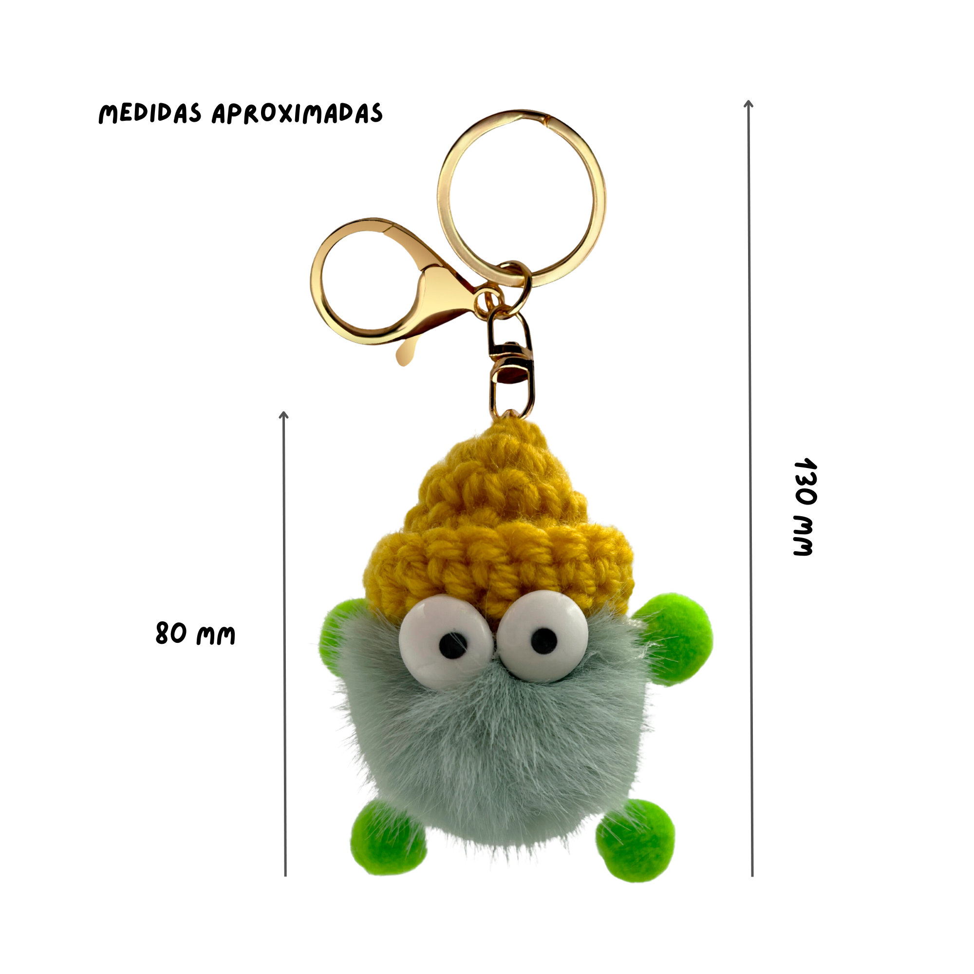 Llavero pompon con ojos verde - imagen 4