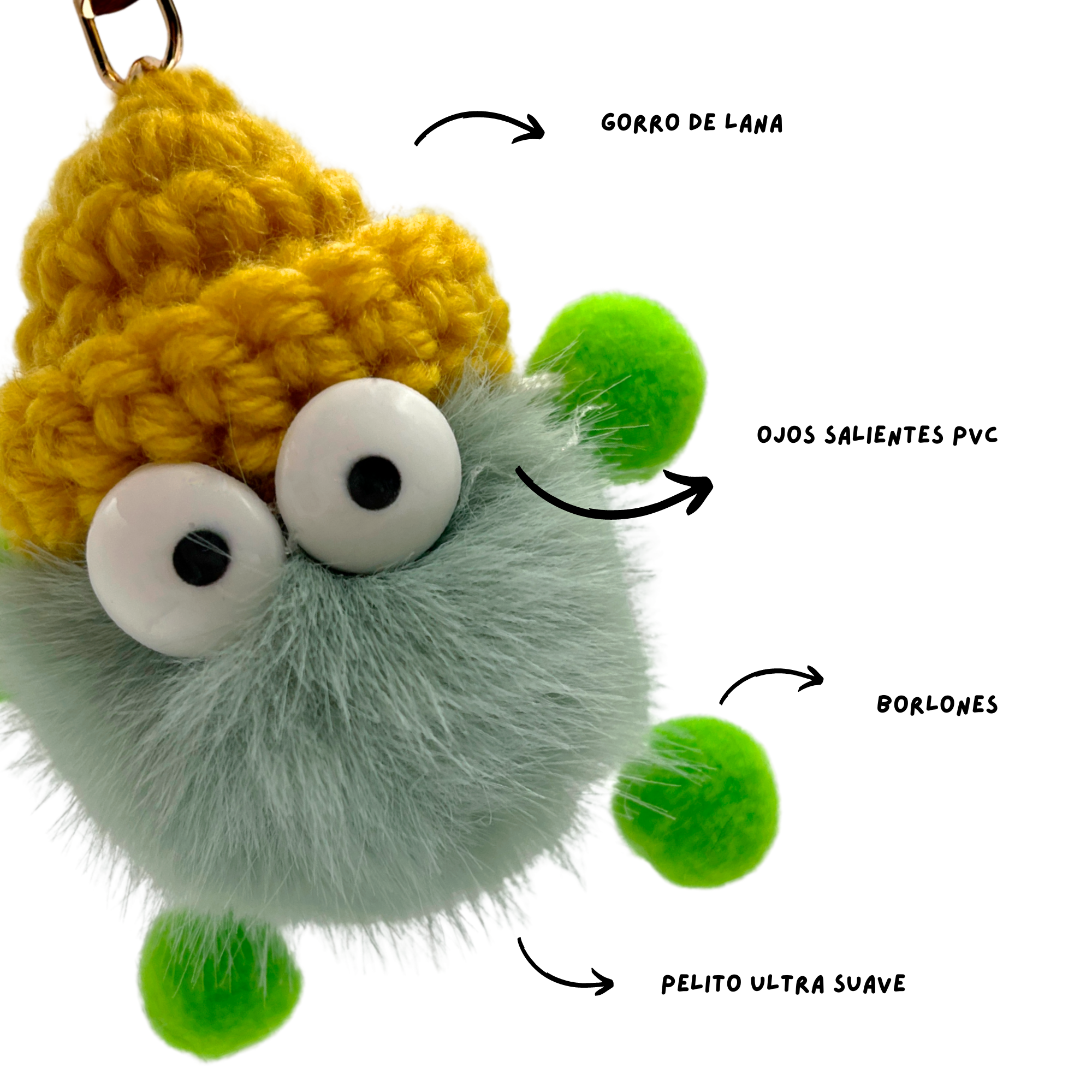 Llavero pompon con ojos verde - imagen 5