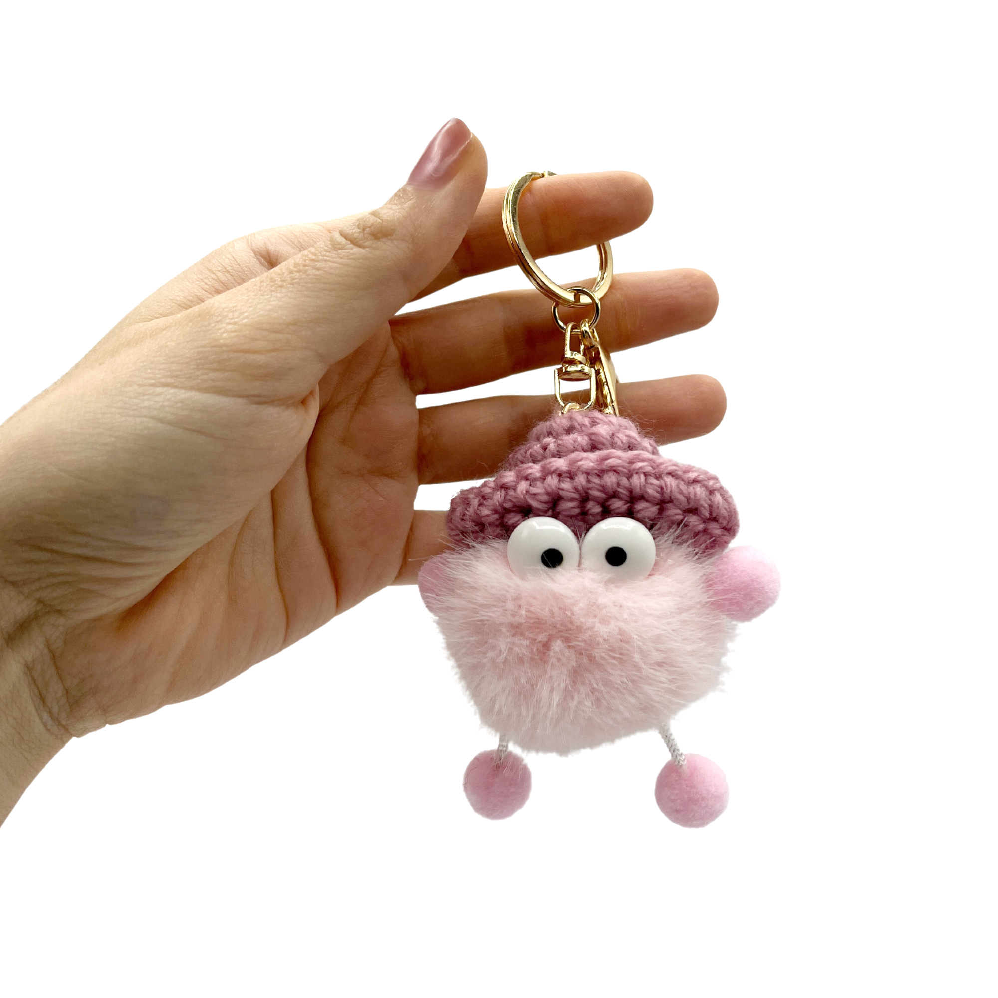 Llavero pompon con ojos rosa - imagen 2