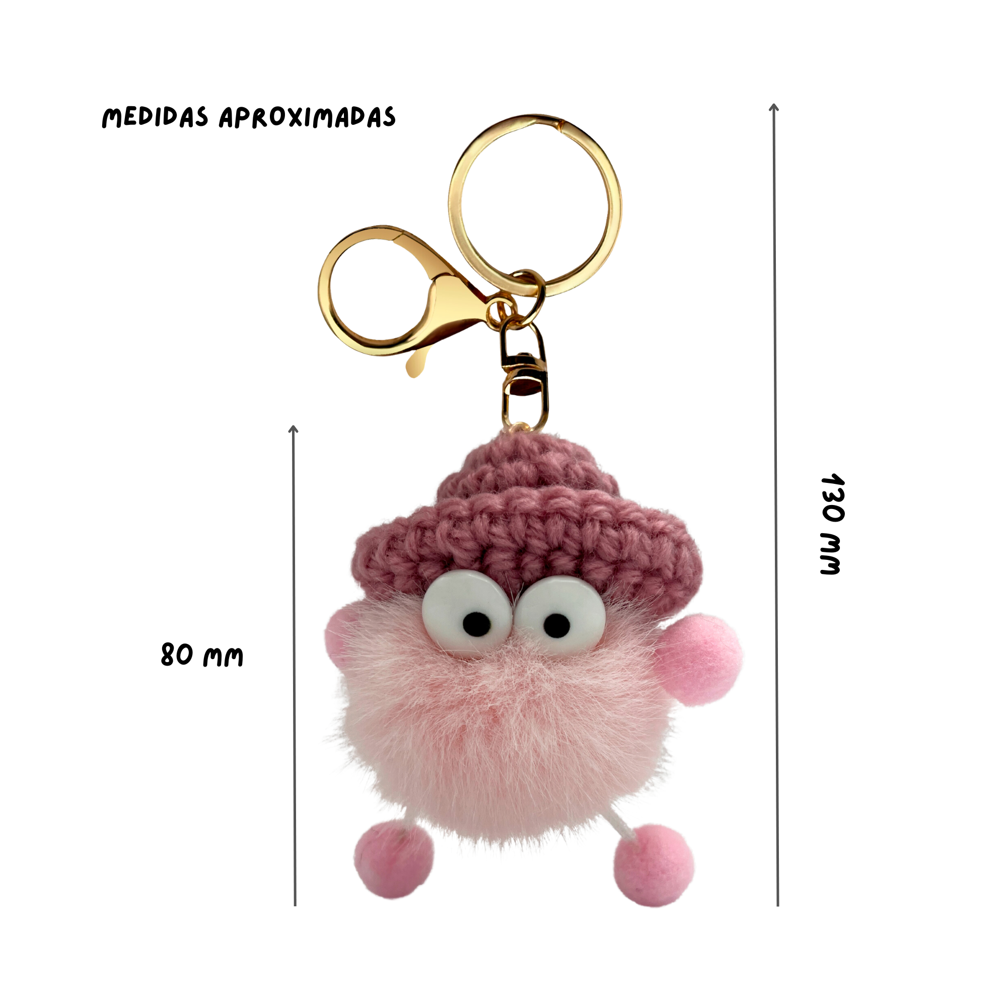 Llavero pompon con ojos rosa - imagen 4