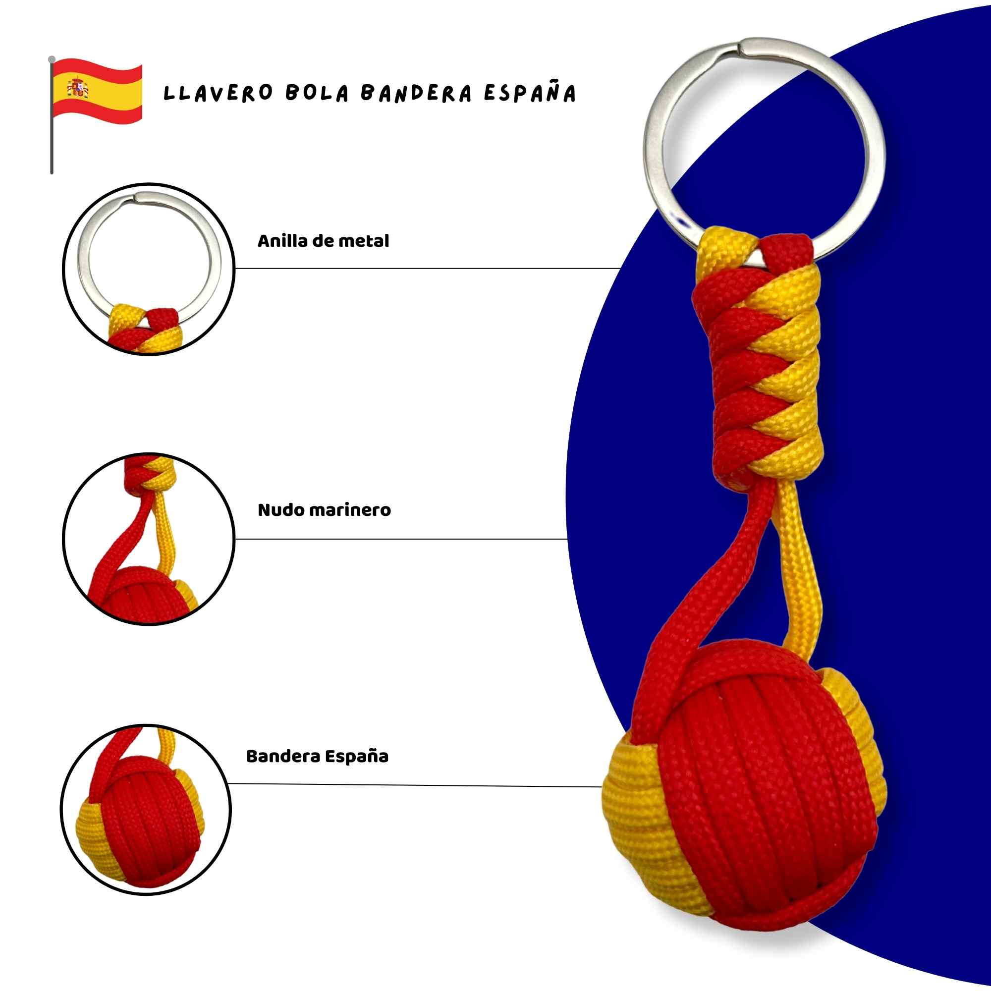 Llavero bola de cuerda rojo bandera España - imagen 3