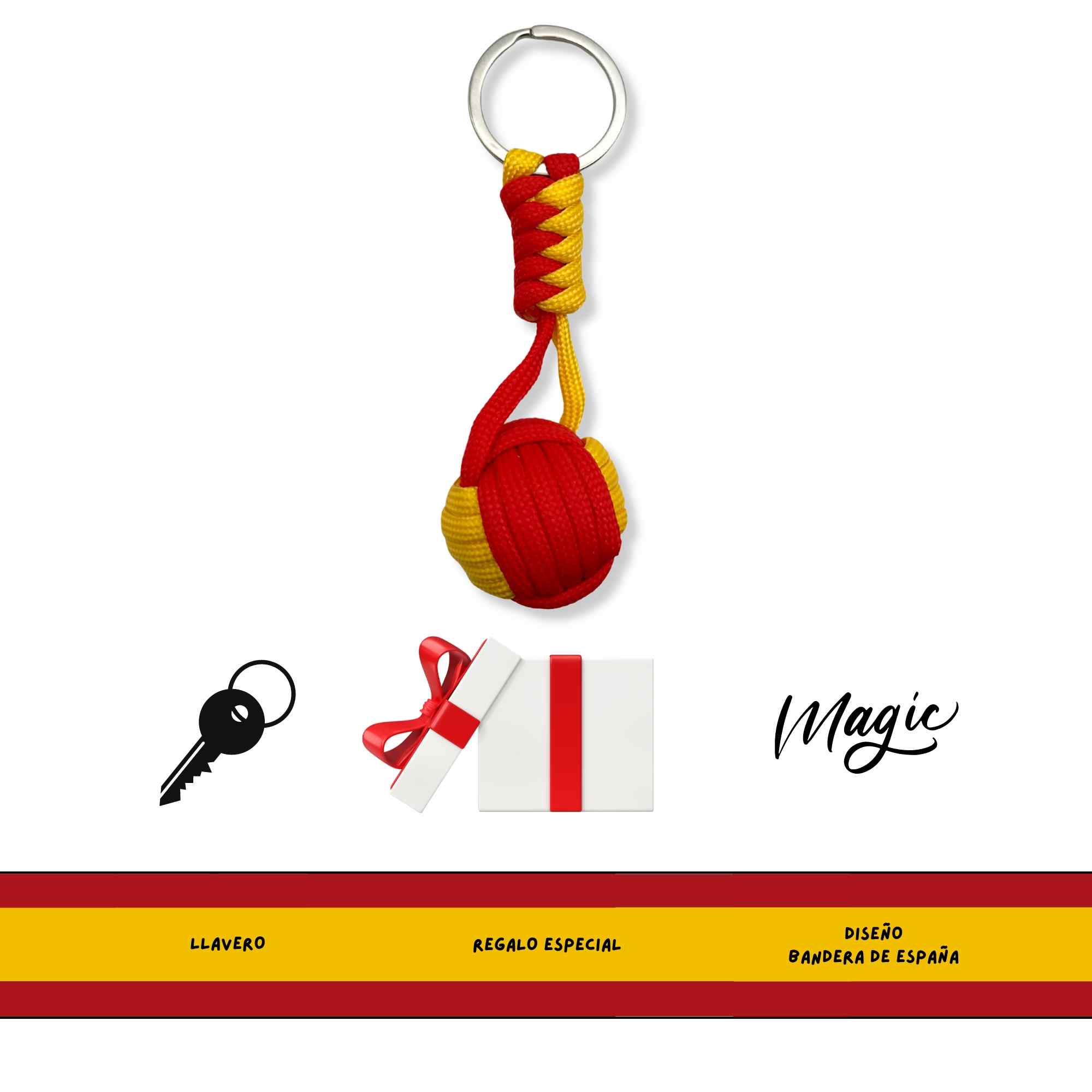 Llavero bola de cuerda rojo bandera España - imagen 4