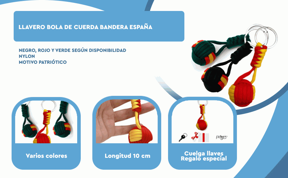 Banner - Llavero bola de cuerda rojo bandera España