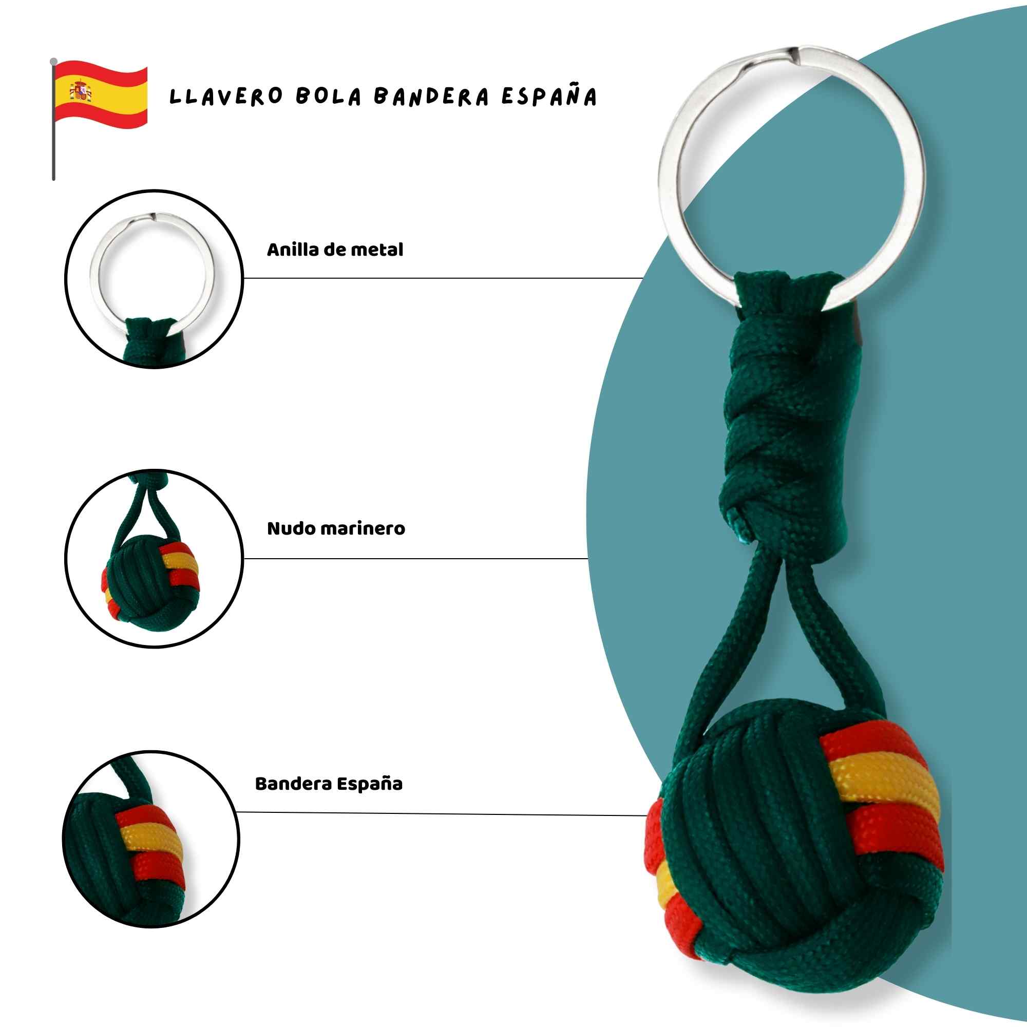 Llavero bola de cuerda verde bandera España - imagen 3