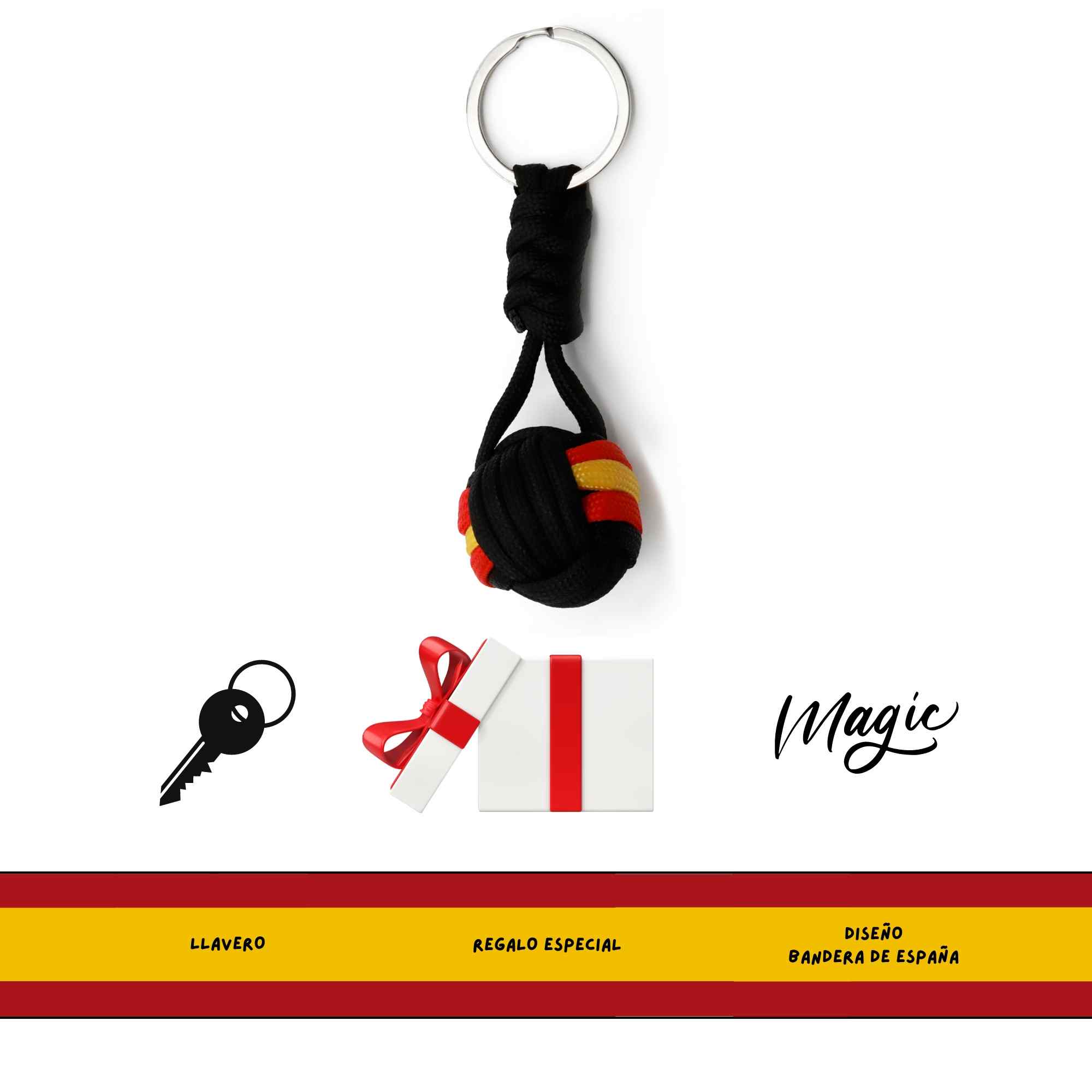 Llavero bola de cuerda negro bandera España - imagen 5