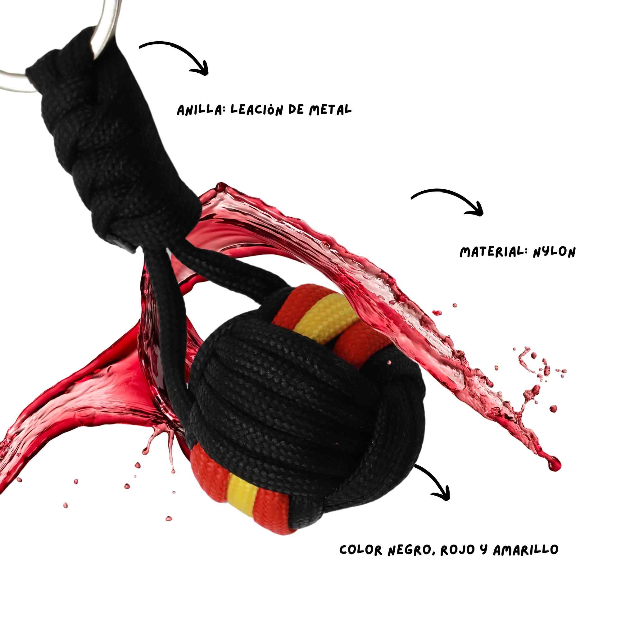 Llavero bola de cuerda negro bandera España - imagen 6