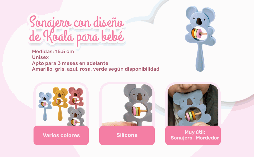Banner - Mordedor de silicona con forma de Koala gris
