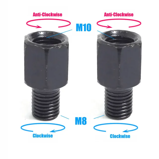 Adaptadores de espejo retrovisor M8 a M10 invertido (2 uds) negro - imagen 2