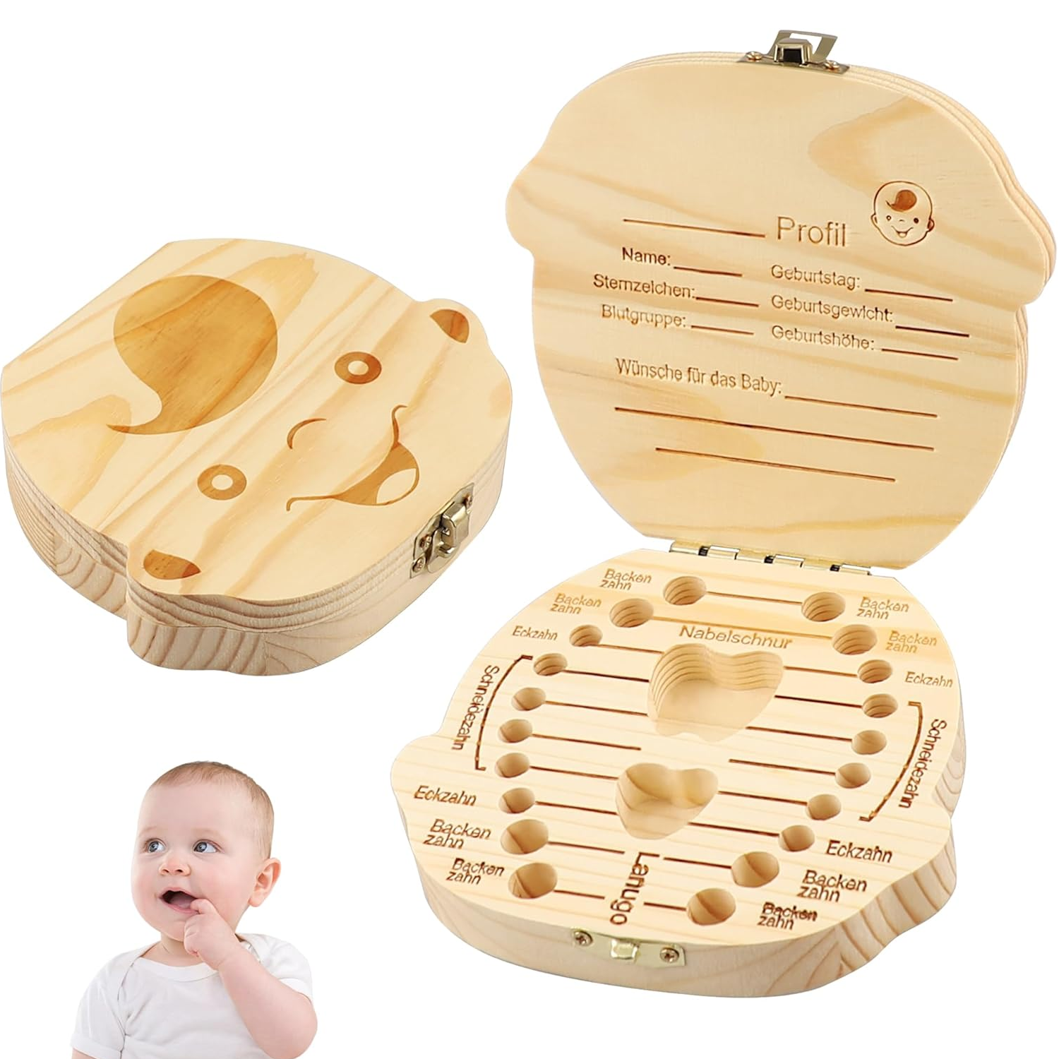 Caja de madera para dientes de leche para niños - imagen 1
