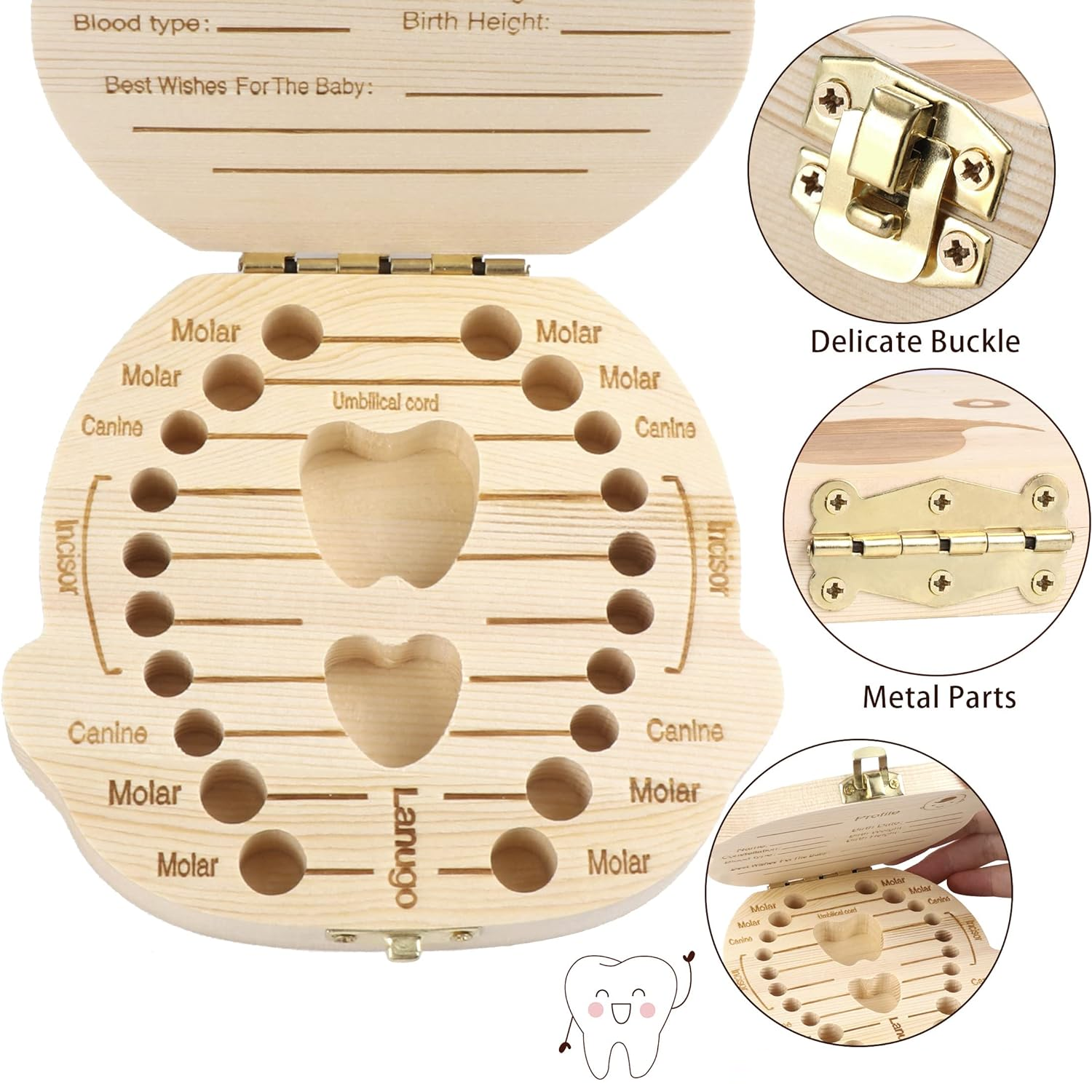 Caja de madera para dientes de leche para niños - imagen 5