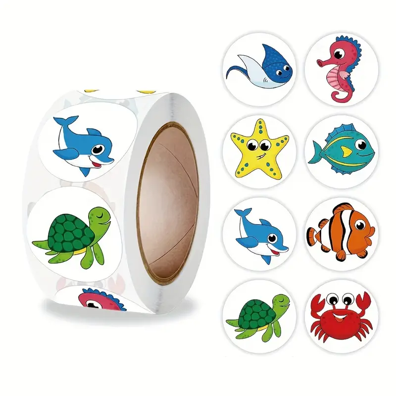 Rollo pegatinas de animales 2.5 cm 500 unidades tipo 4 - imagen 1
