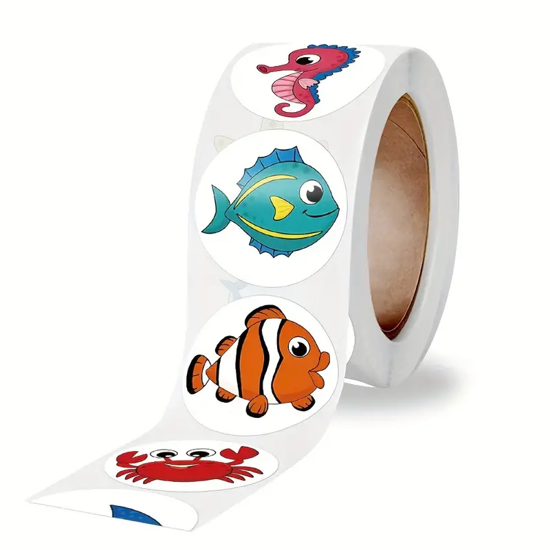 Rollo pegatinas de animales 2.5 cm 500 unidades tipo 4 - imagen 2