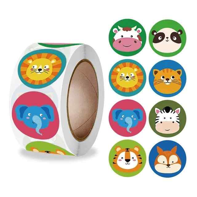 Rollo pegatinas de animales 2.5 cm 500 unidades tipo 5 - imagen 1