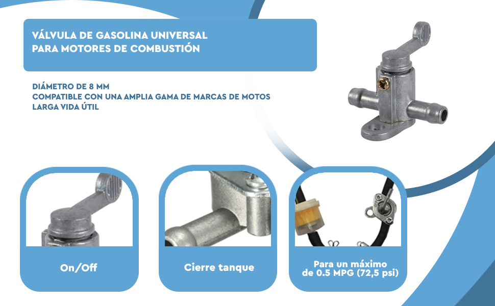 Banner - Valvula de gasolina universal 8 mm para motores de combustión