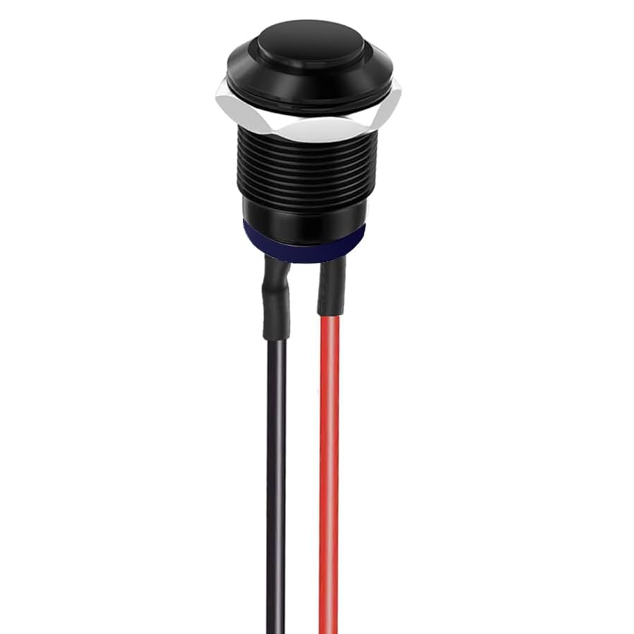Interruptor botón con cable de 2 vias 12mm IP65 ON/OFF 2A 250V AC - imagen 1