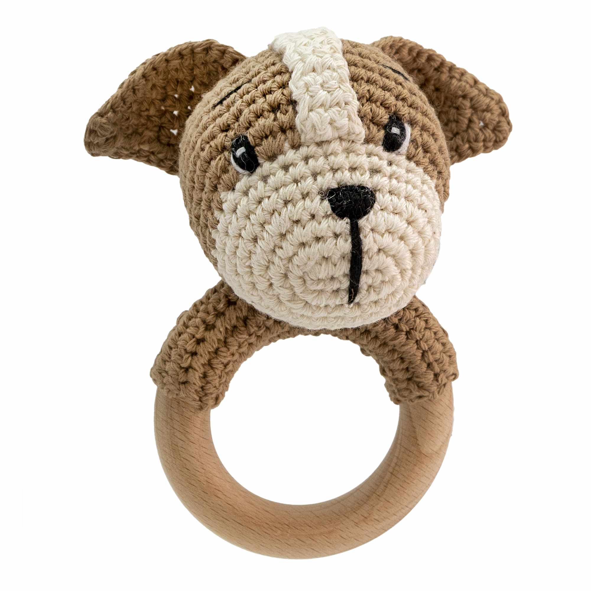 Sonajero para bebe diseño Perro mango madera - imagen 1