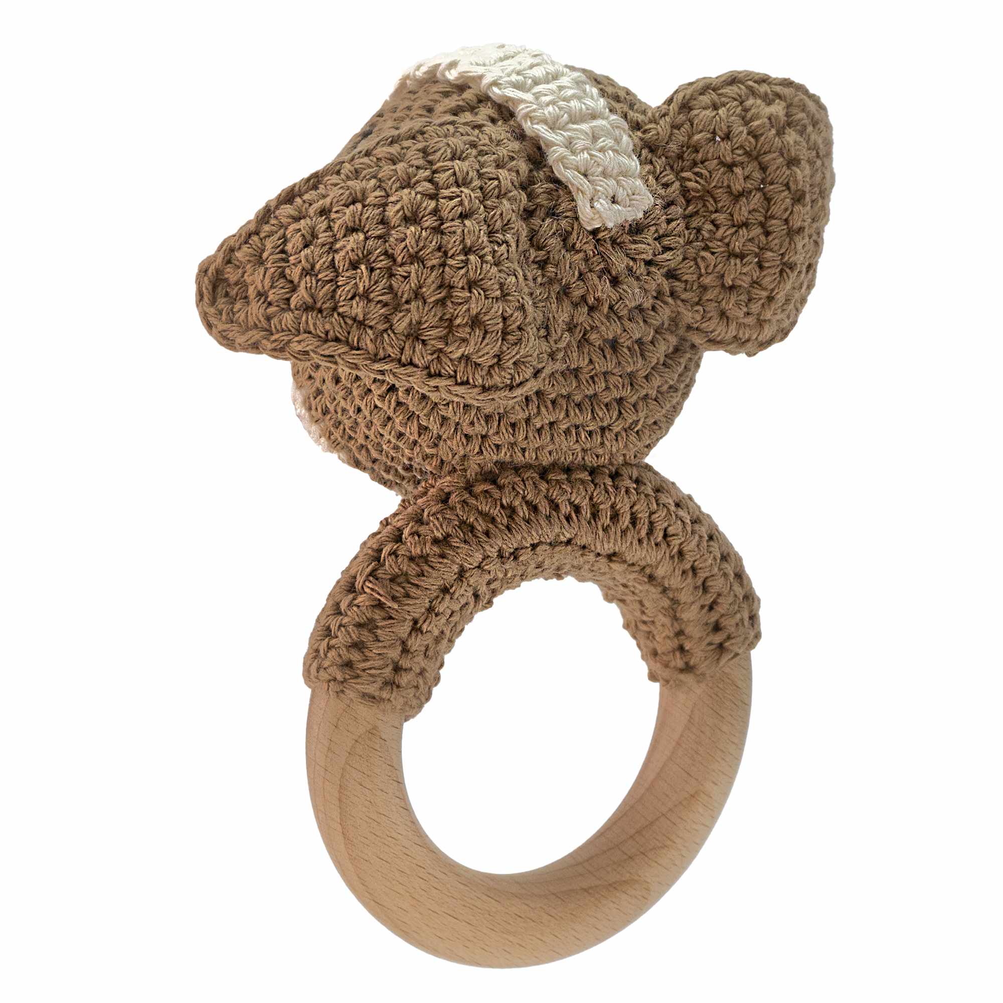 Sonajero para bebe diseño Perro mango madera - imagen 2
