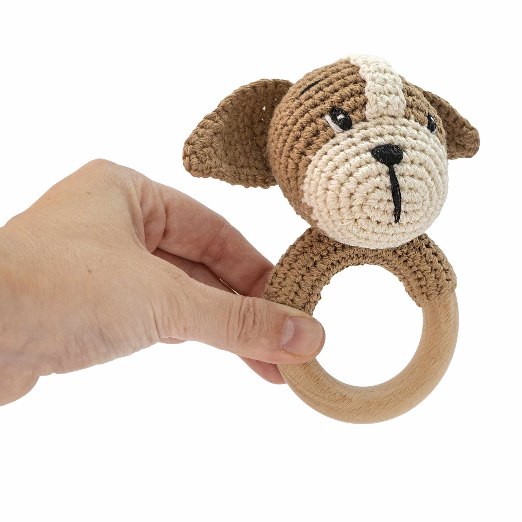 Sonajero para bebe diseño Perro mango madera - imagen 4