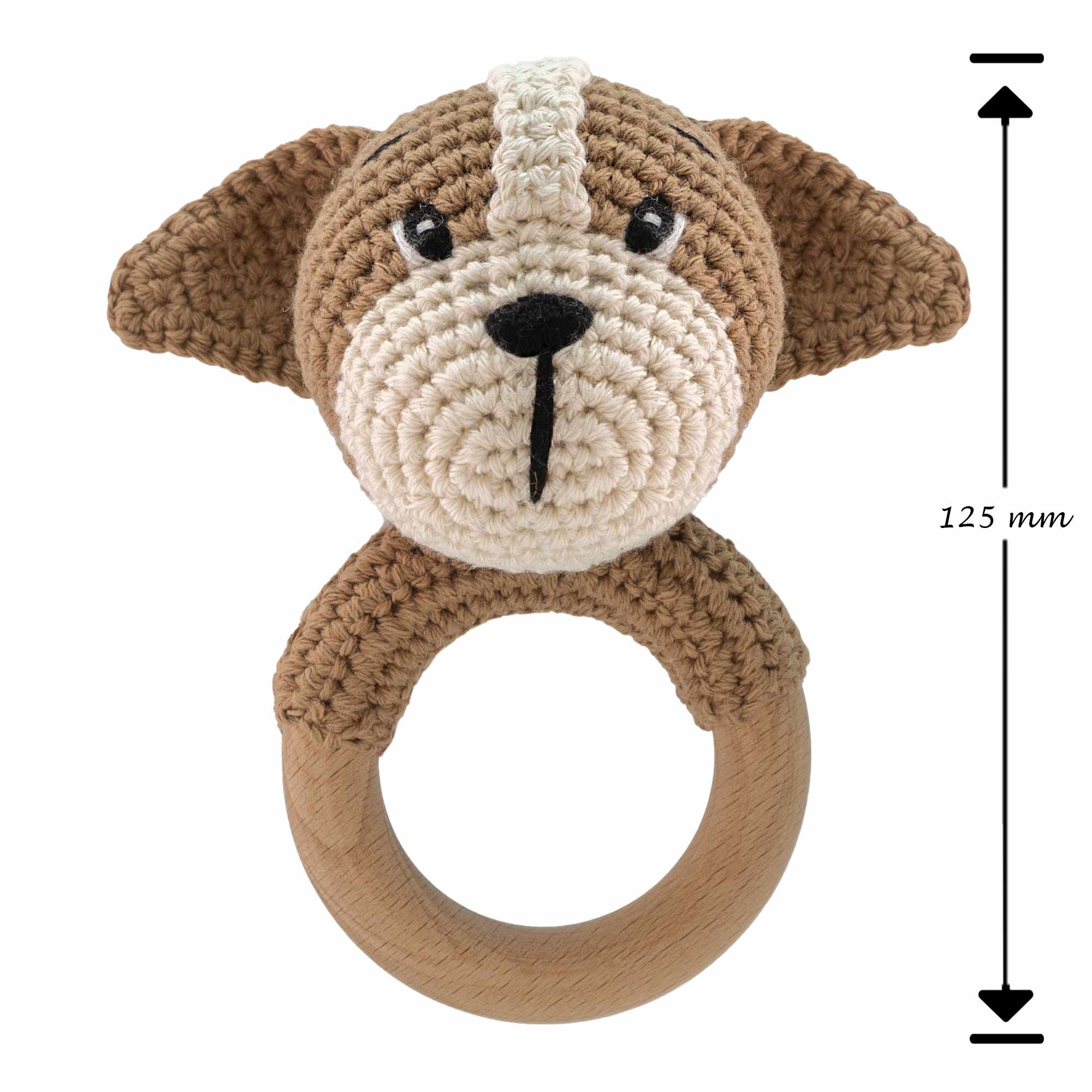 Sonajero para bebe diseño Perro mango madera - imagen 5