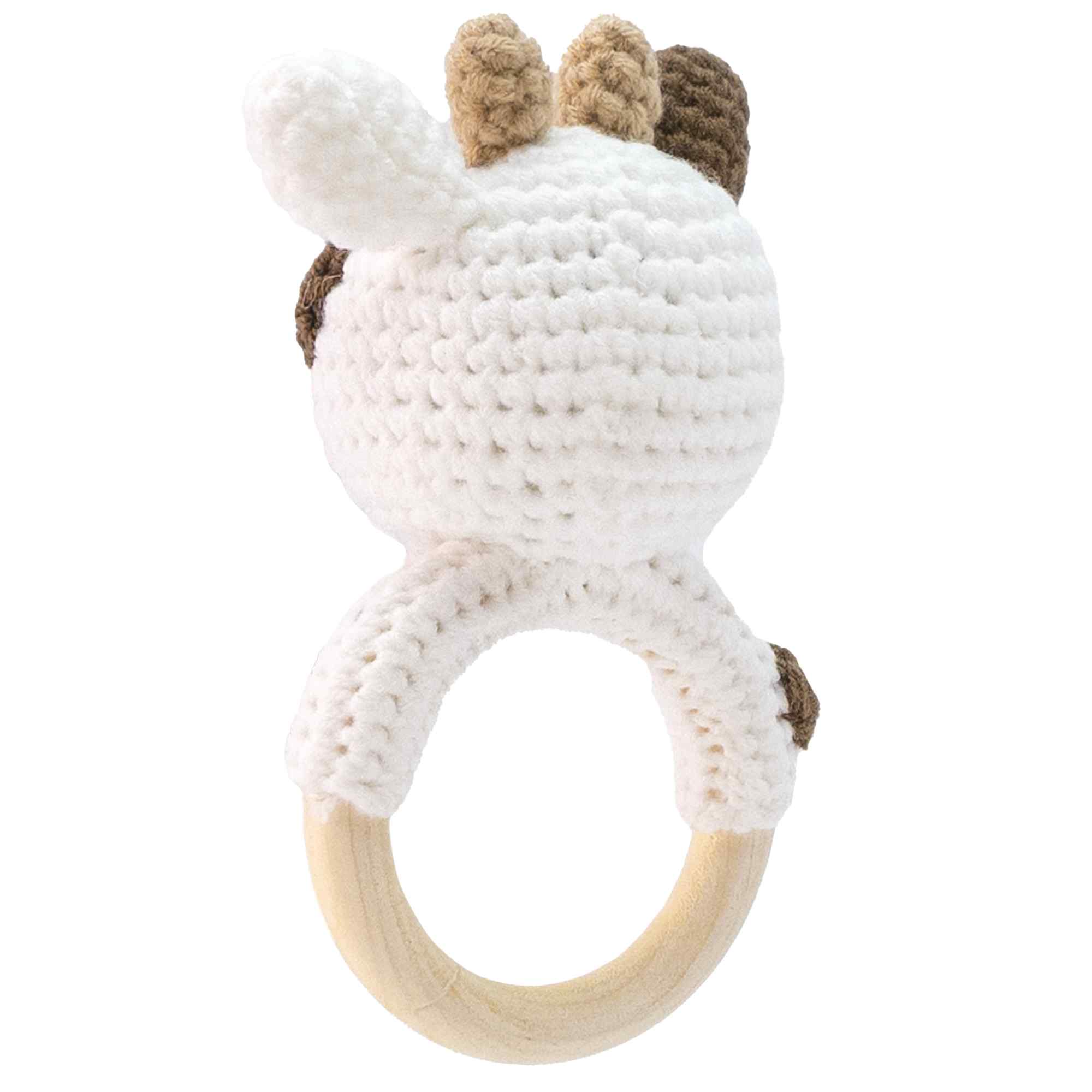 Sonajero para bebe diseño Vaca mango madera - imagen 2