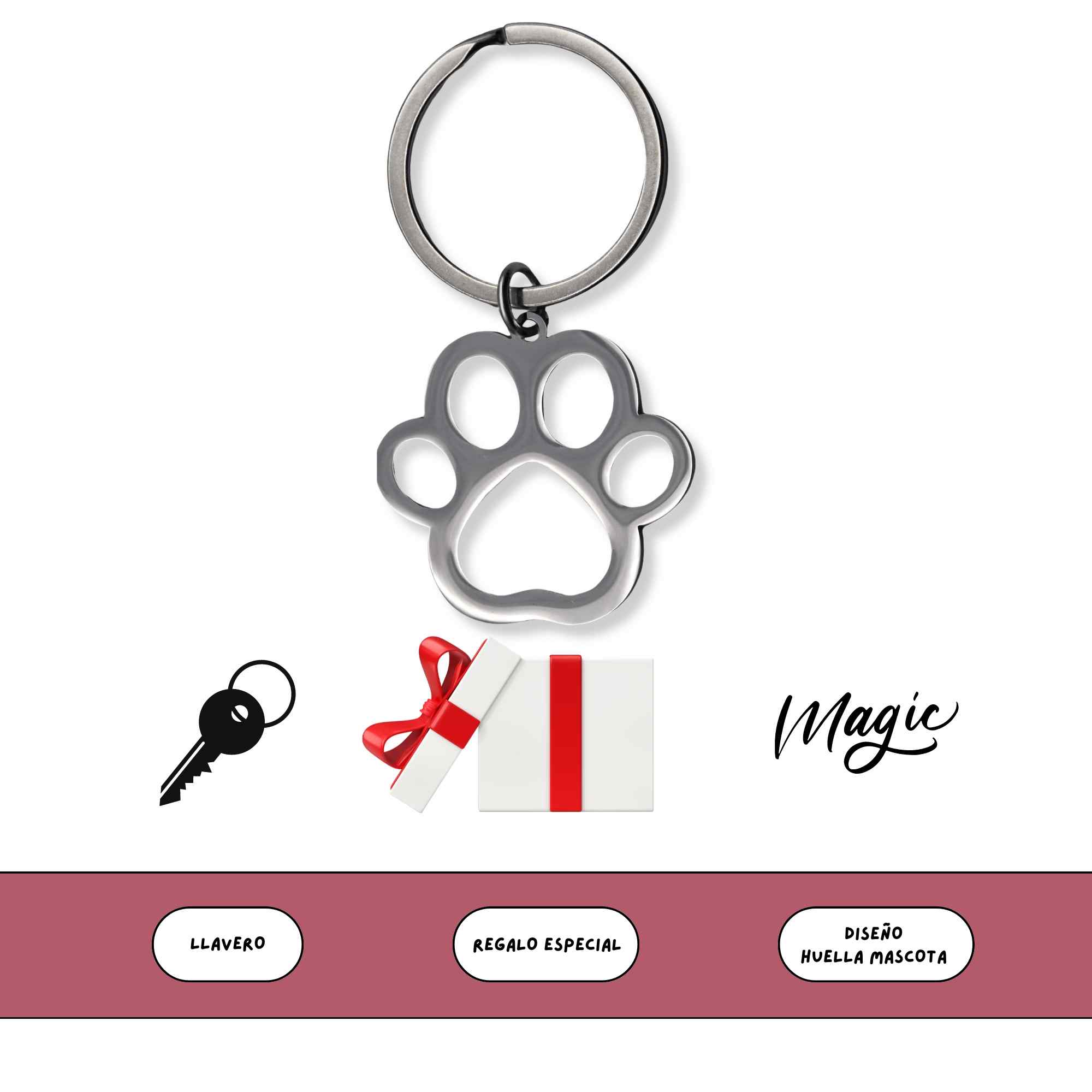 Llavero metálico huella pata de perro - imagen 5