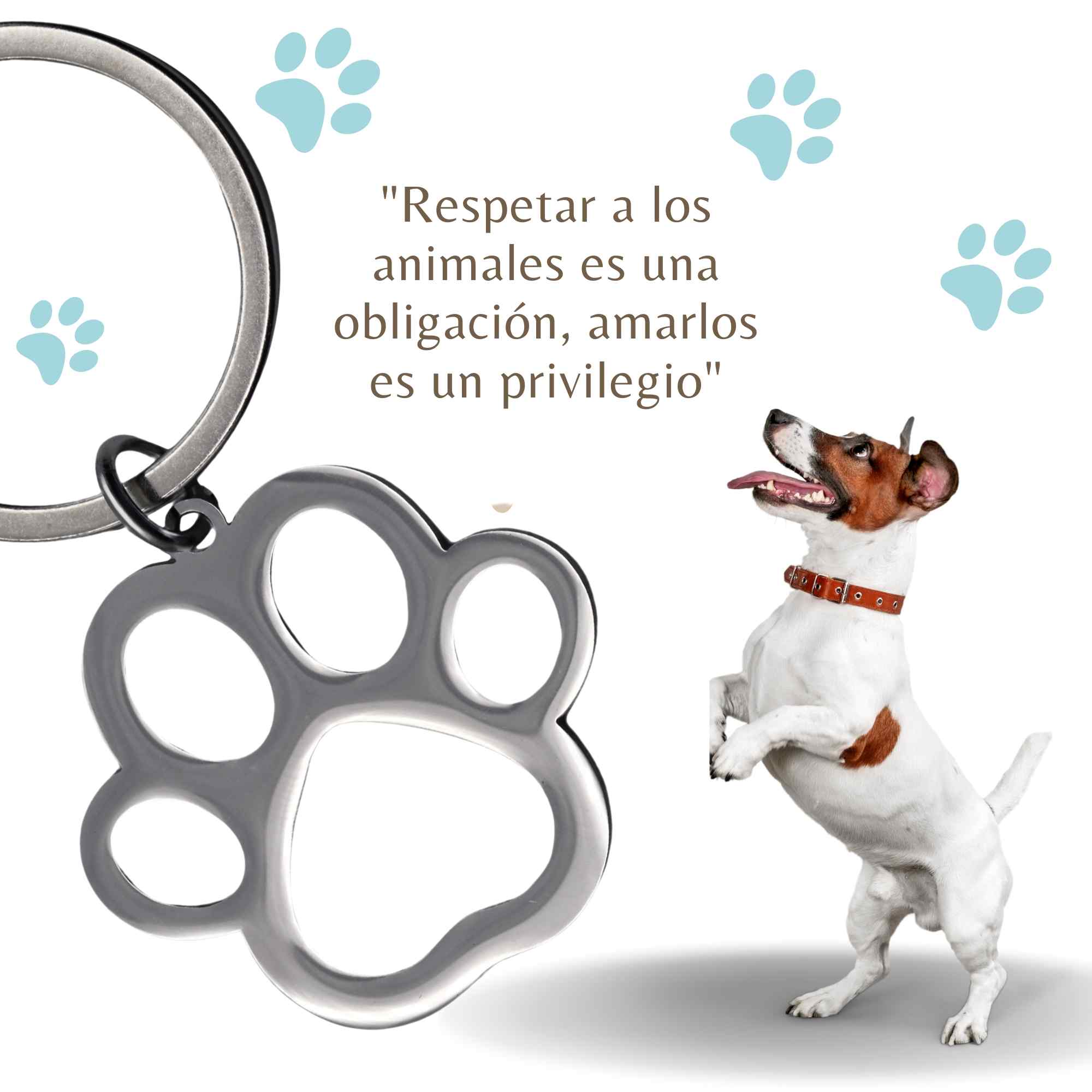 Llavero metálico huella pata de perro - imagen 4