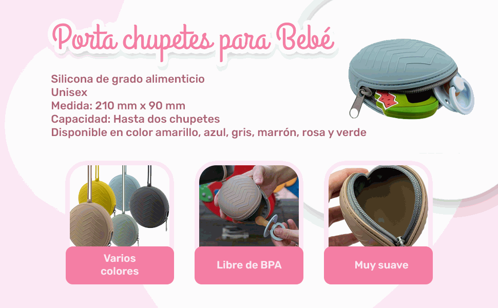 Banner - Portachupetes Con Cremallera Para Bébés salmon