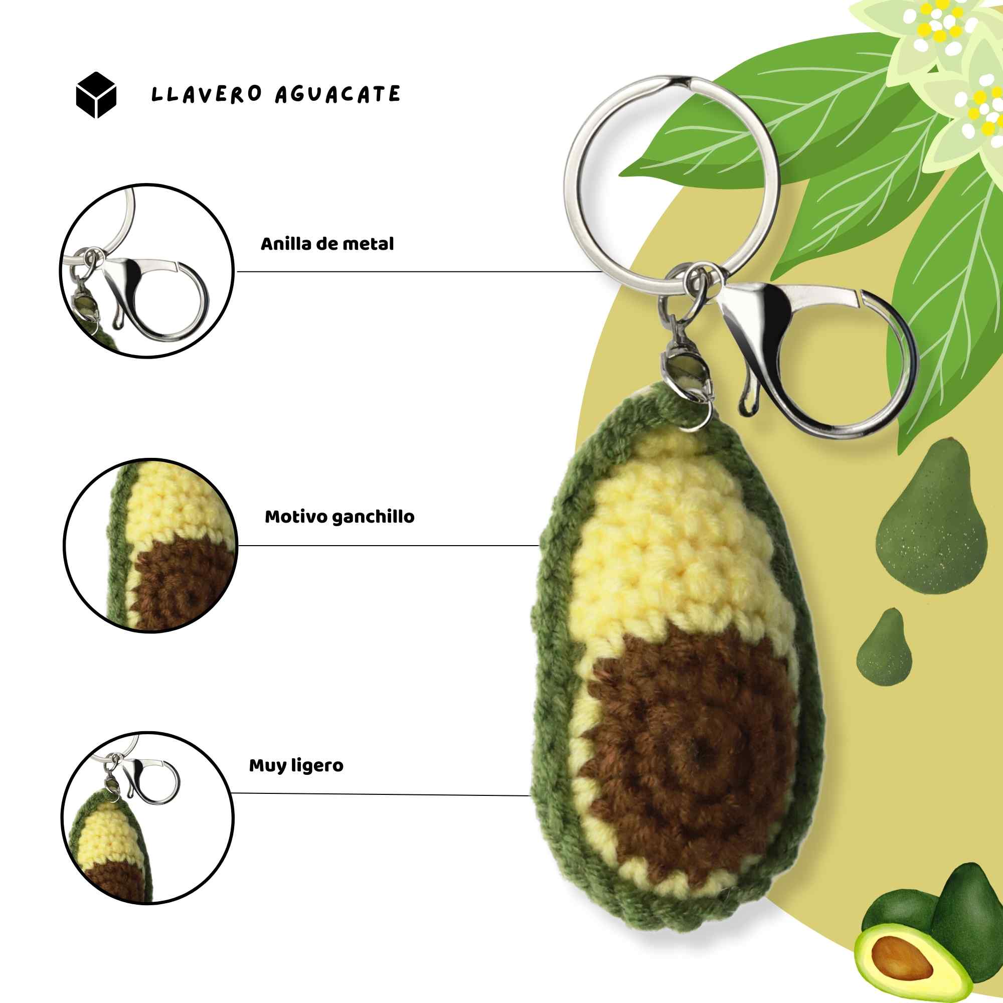 Llavero aguacate tela - imagen 3