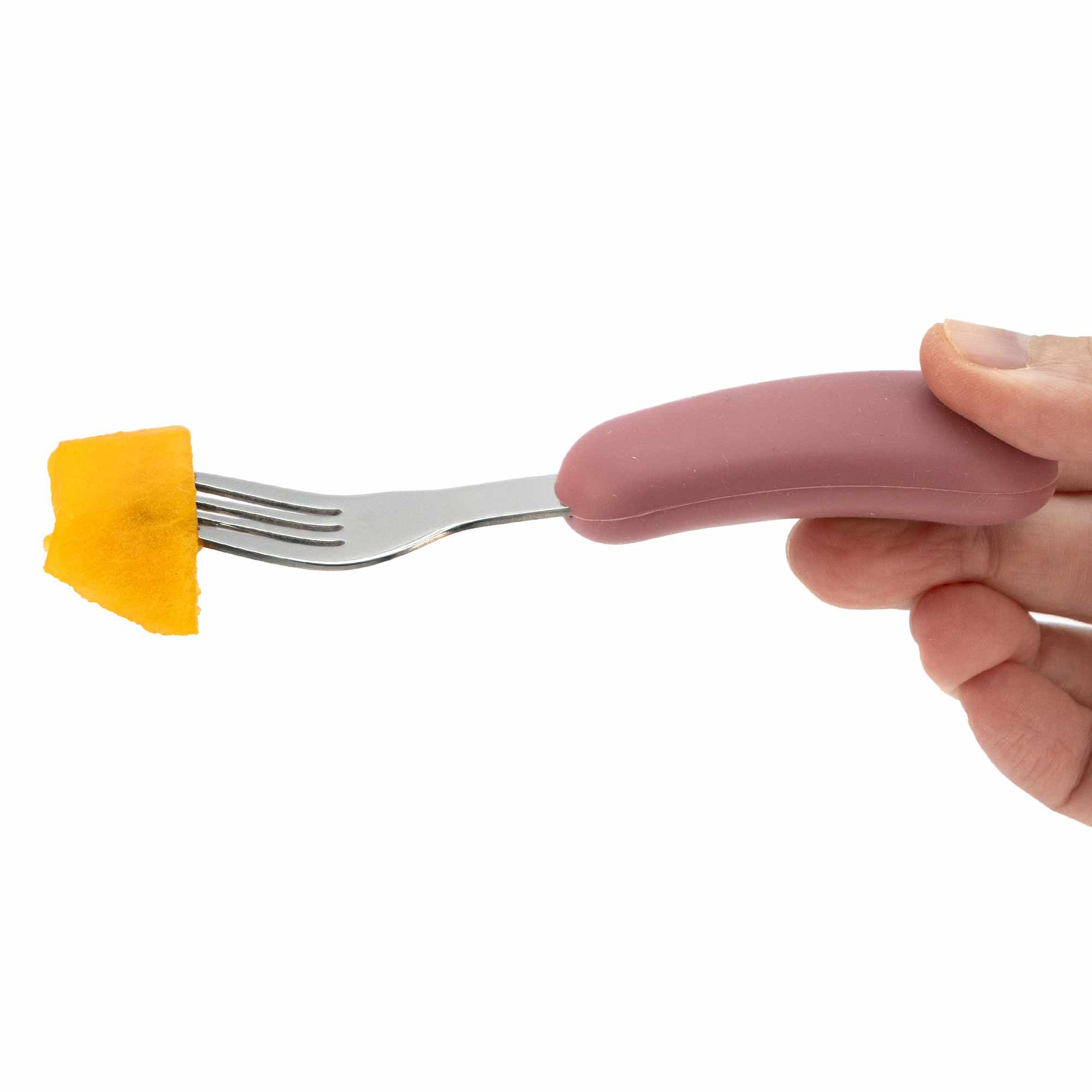 Cubiertos bebe cuchara y tenedor silicona y acero inox rosa - imagen 5