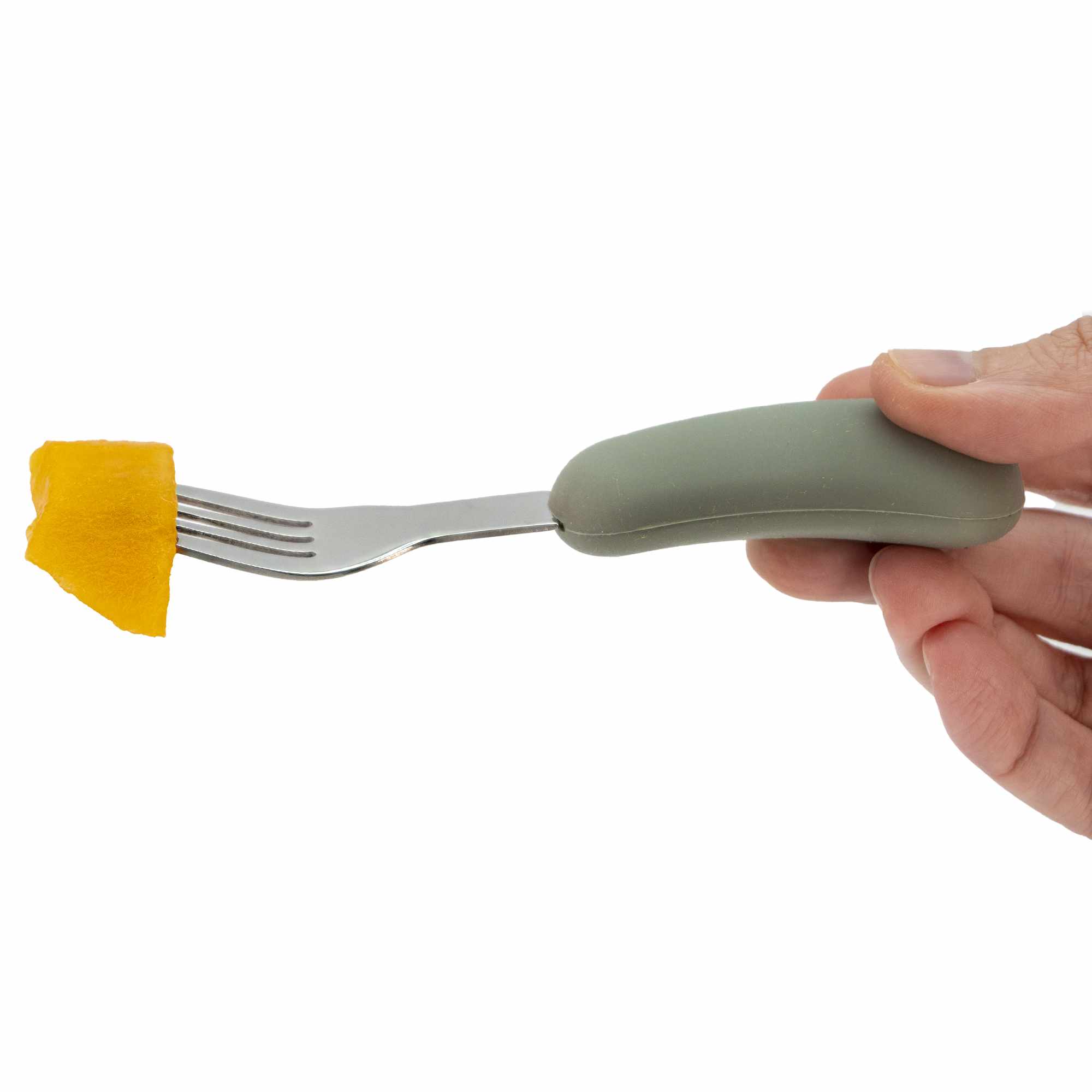 Cubiertos bebe cuchara y tenedor silicona y acero inox verde - imagen 5
