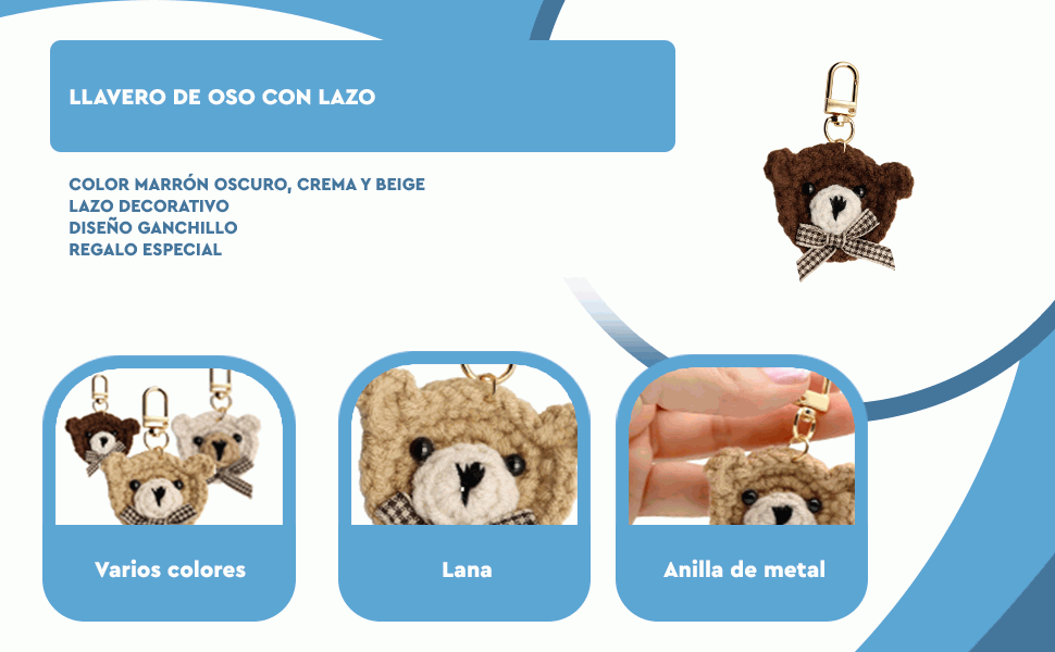 Banner - Llavero osito con lazo tela beige