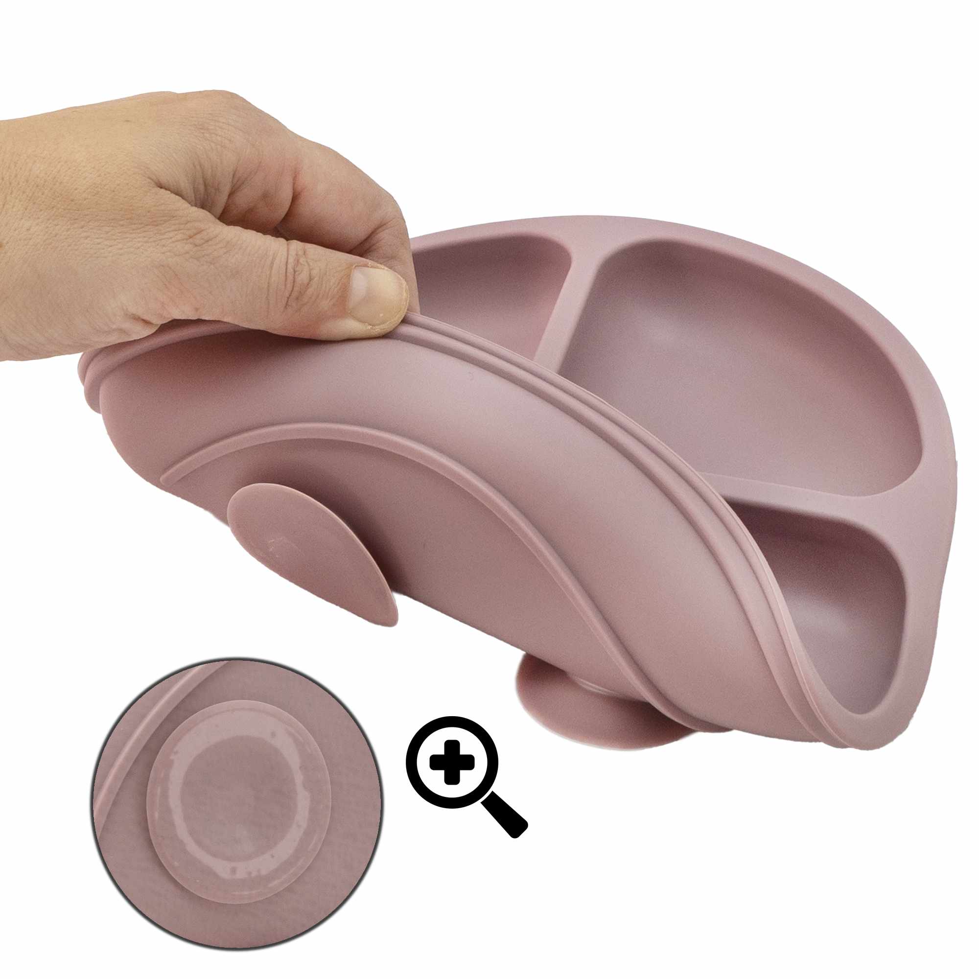 Plato de Silicona para Bebé Con Ventosa Antideslizante Rosa - imagen 4