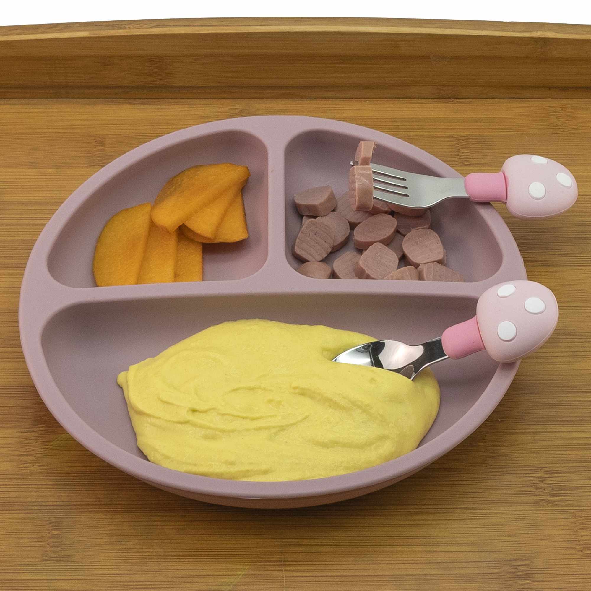 Plato de Silicona para Bebé Con Ventosa Antideslizante Rosa - imagen 5