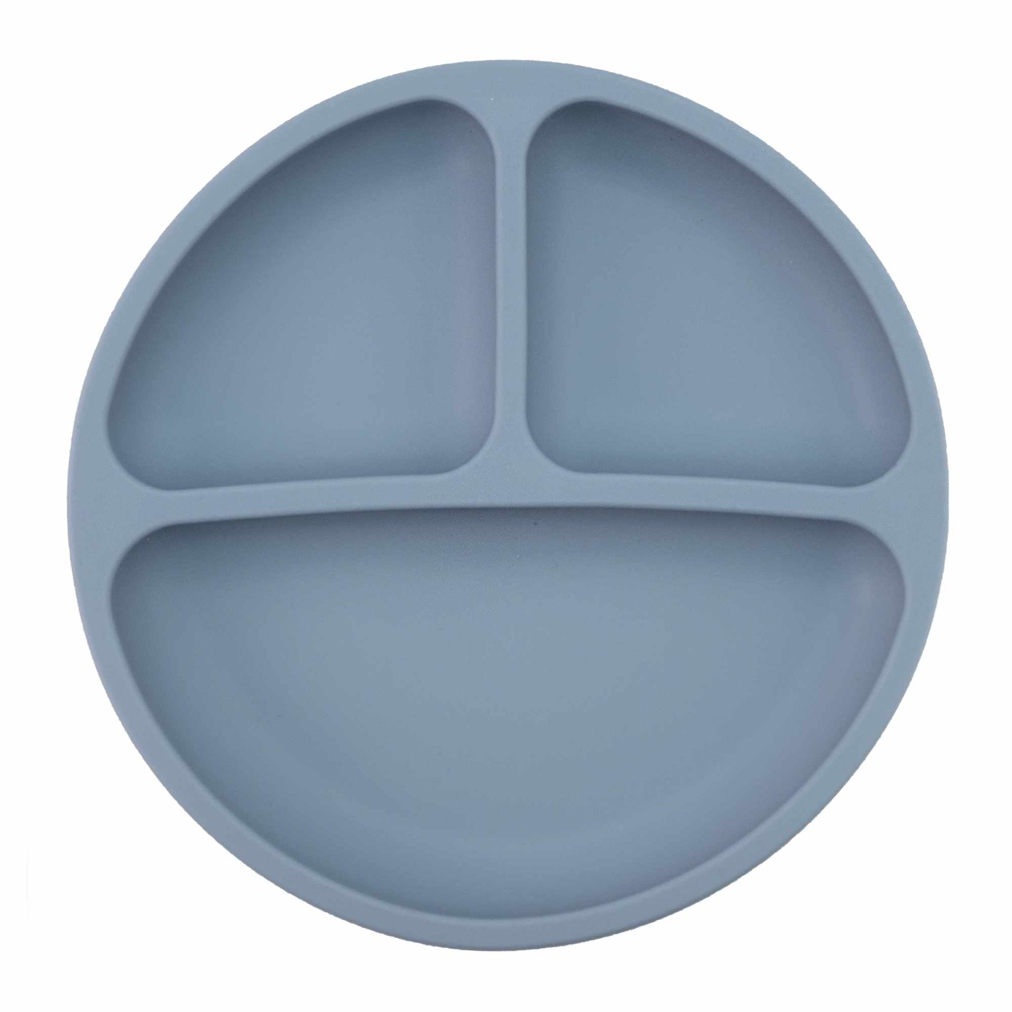 Plato de Silicona para Bebé Con Ventosa Antideslizante Azul
