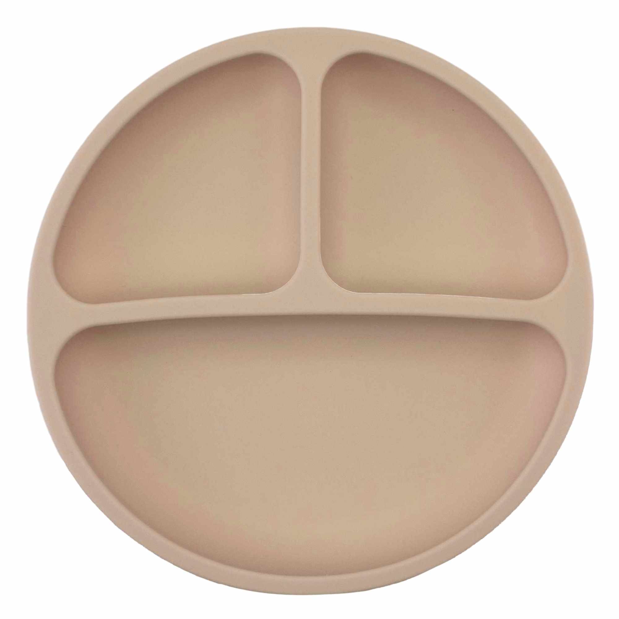 Plato de Silicona para Bebé Con Ventosa Antideslizante Beige