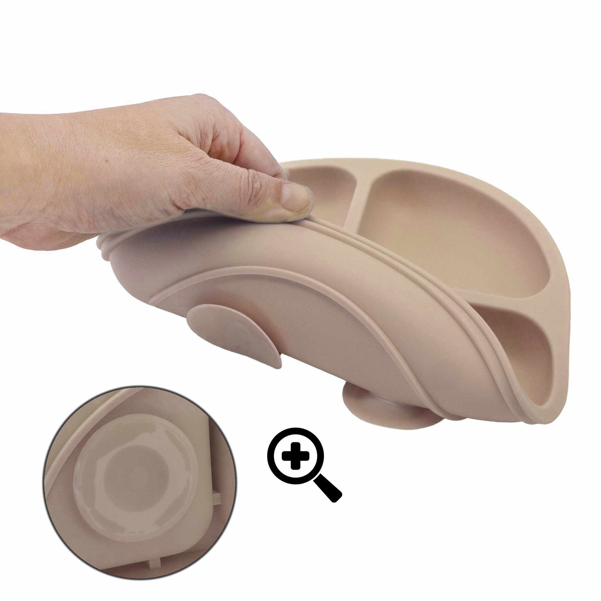 Plato de Silicona para Bebé Con Ventosa Antideslizante Beige - imagen 4