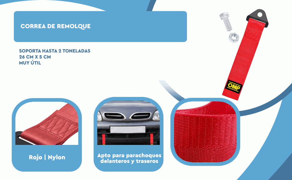 Banner - Correa cuerda de remolque nylon universal Rojo
