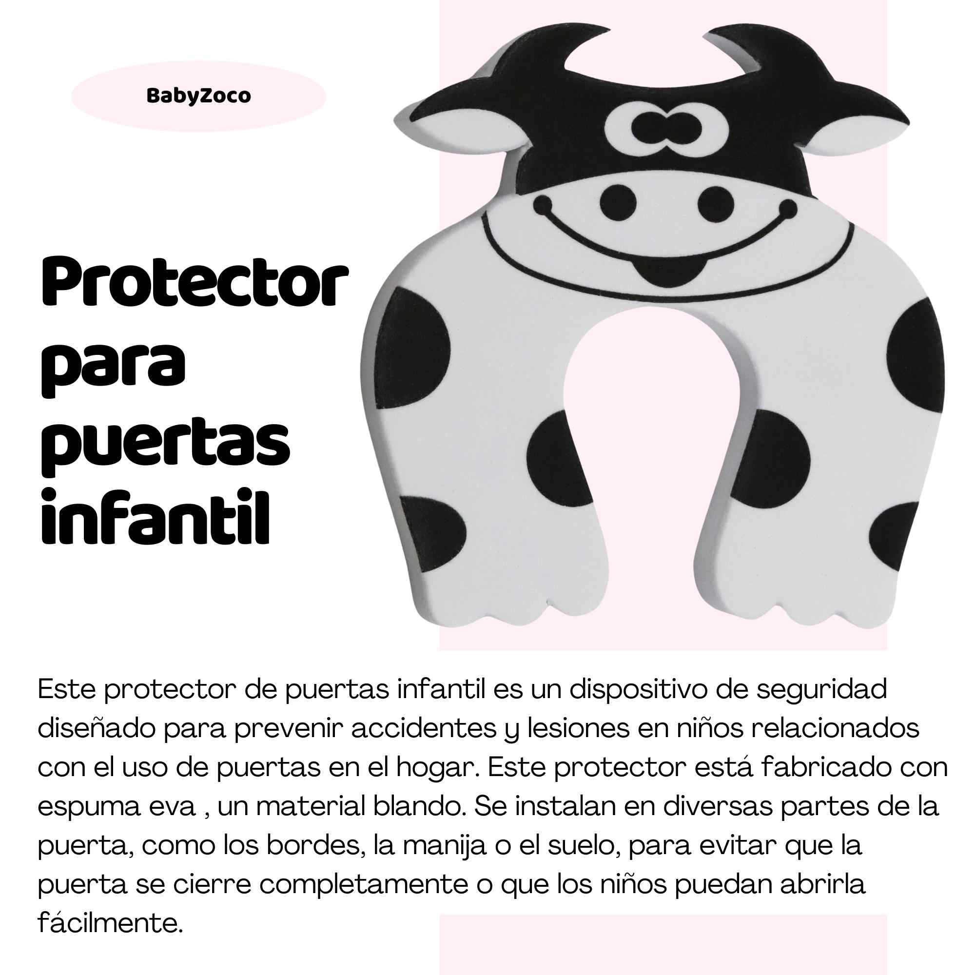 Protector puertas bebe infantiles diseño vaca - imagen 3