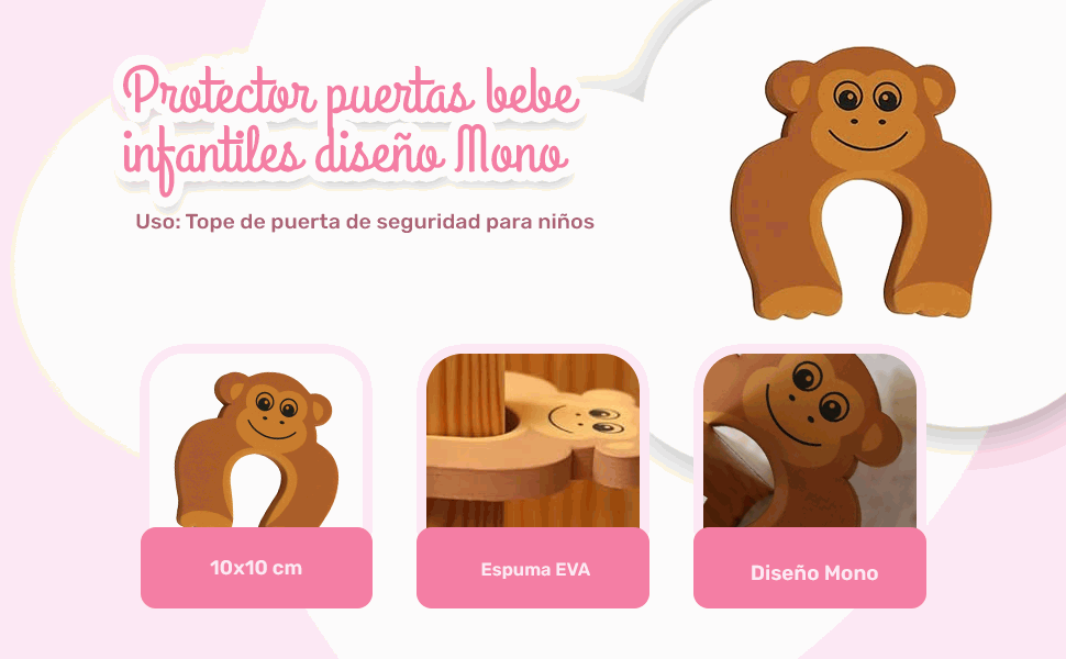 Banner - Protector puertas bebe infantiles diseño mono