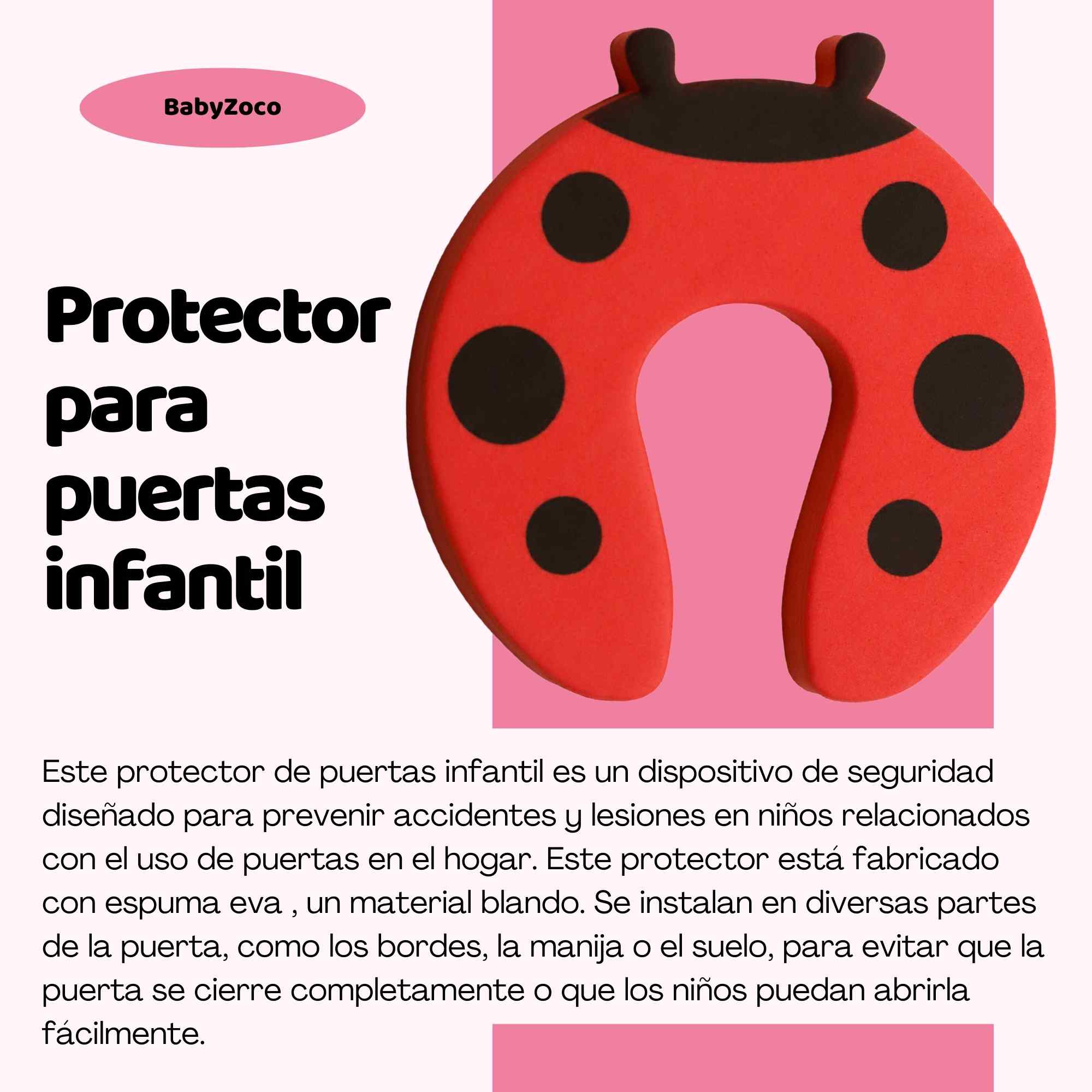 Protector puertas bebe infantiles diseño mariquita - imagen 3