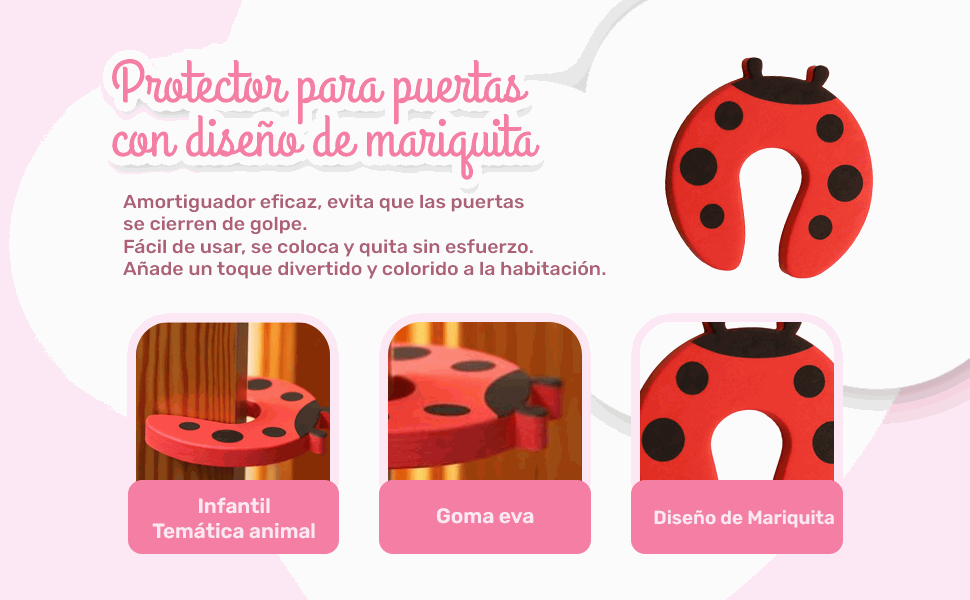 Banner - Protector puertas bebe infantiles diseño mariquita