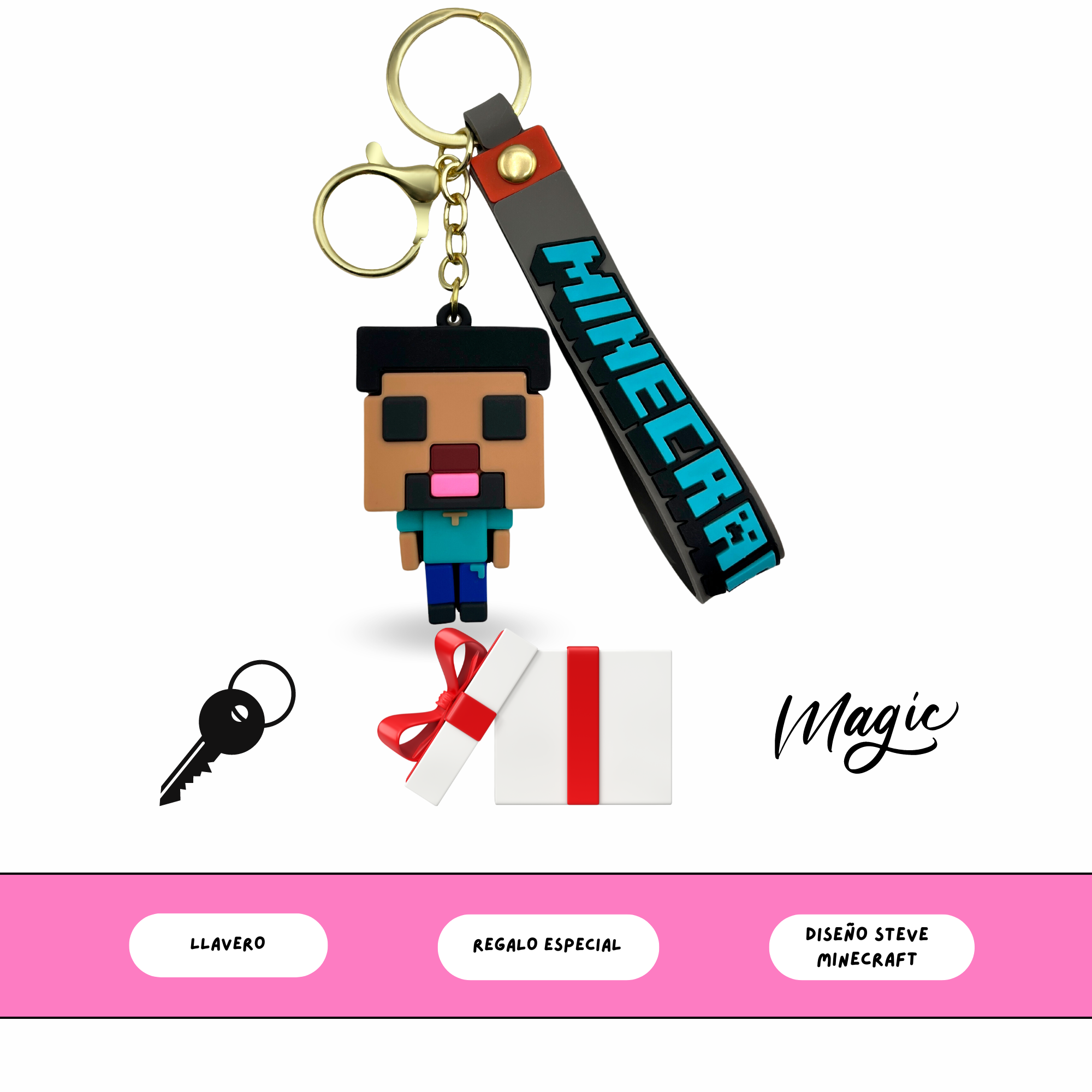 Llavero Steve Minecraft Azul - imagen 5