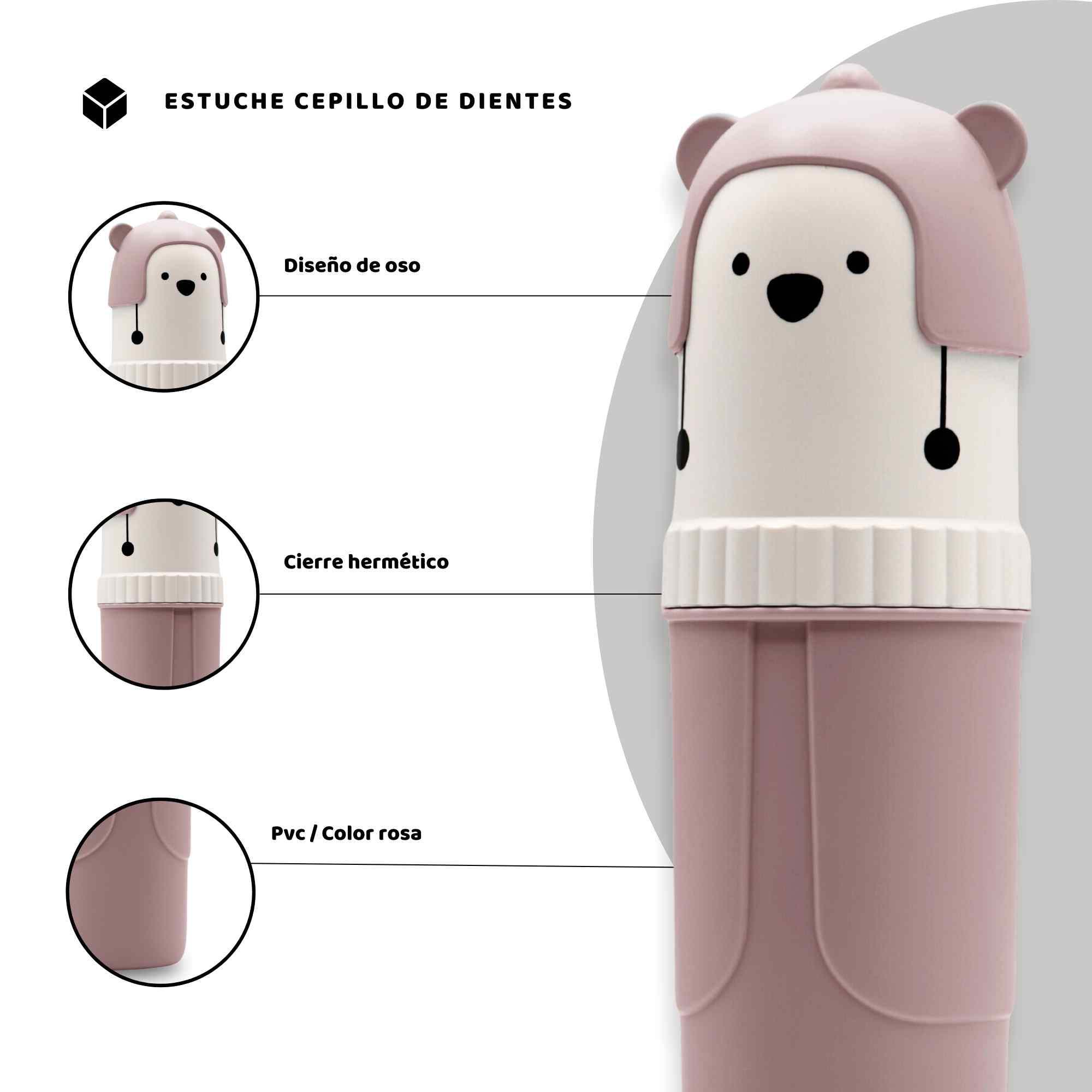 Estuche Para Cepillo De Dientes Con Oso Rosa - imagen 4