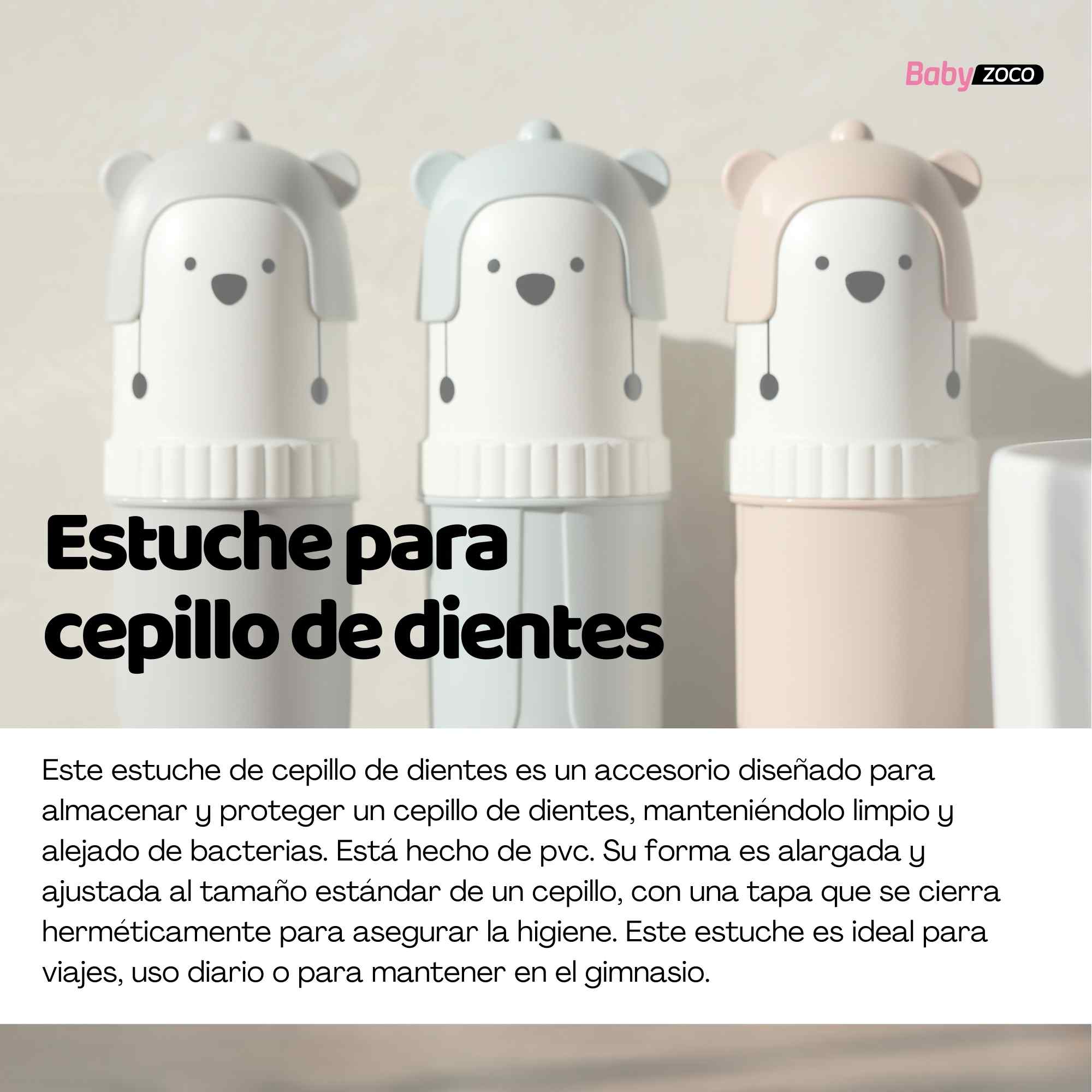 Estuche Para Cepillo De Dientes Con Oso Gris - imagen 2