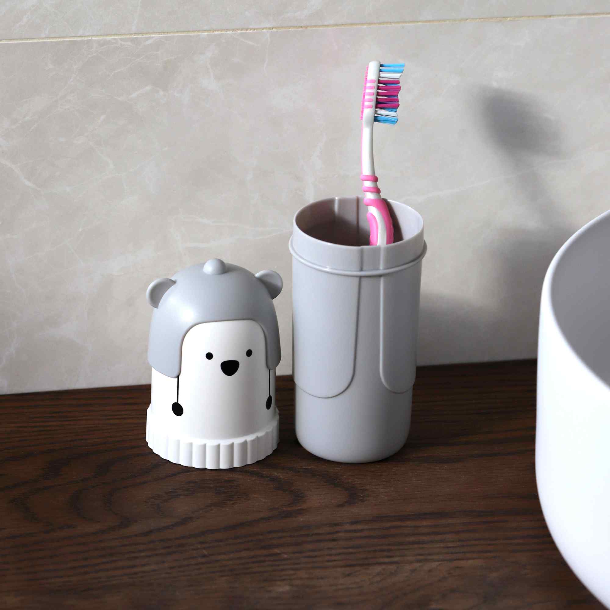 Estuche Para Cepillo De Dientes Con Oso Gris - imagen 3
